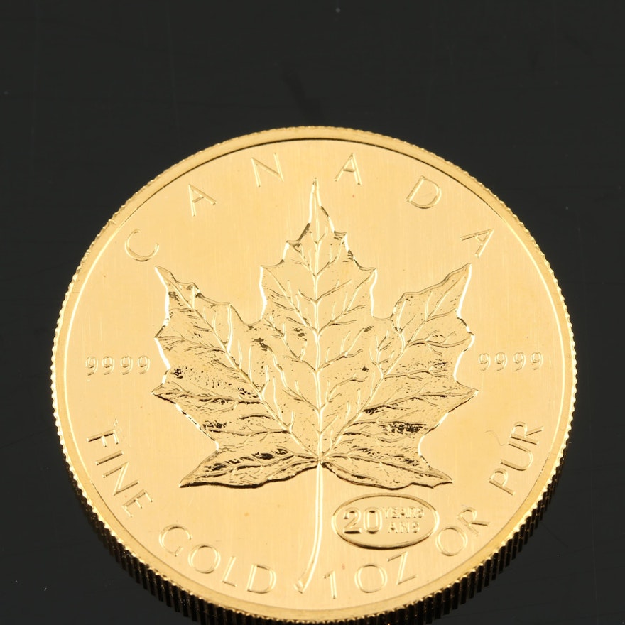 1999 Canadian 20th Anniversary $50 Gold Maple Leaf Bullion Coin