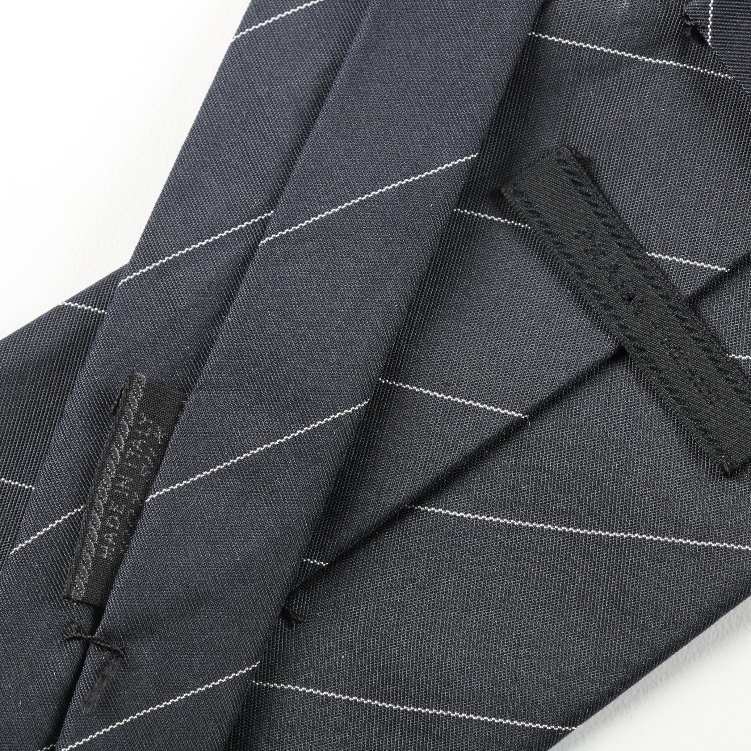 Prada Milano Graphite Gray Pinstripe Silk Tie, Made in Italy