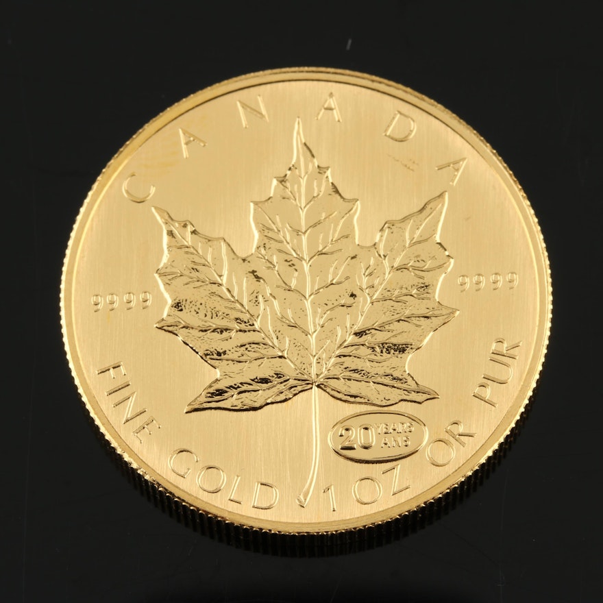 1999 Canadian 20th Anniversary $50 Gold Maple Leaf Bullion Coin