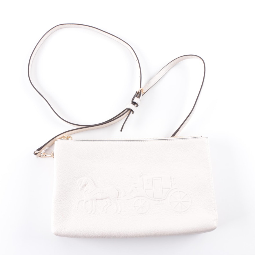 Coach White Pebbled Leather Crossbody Bag