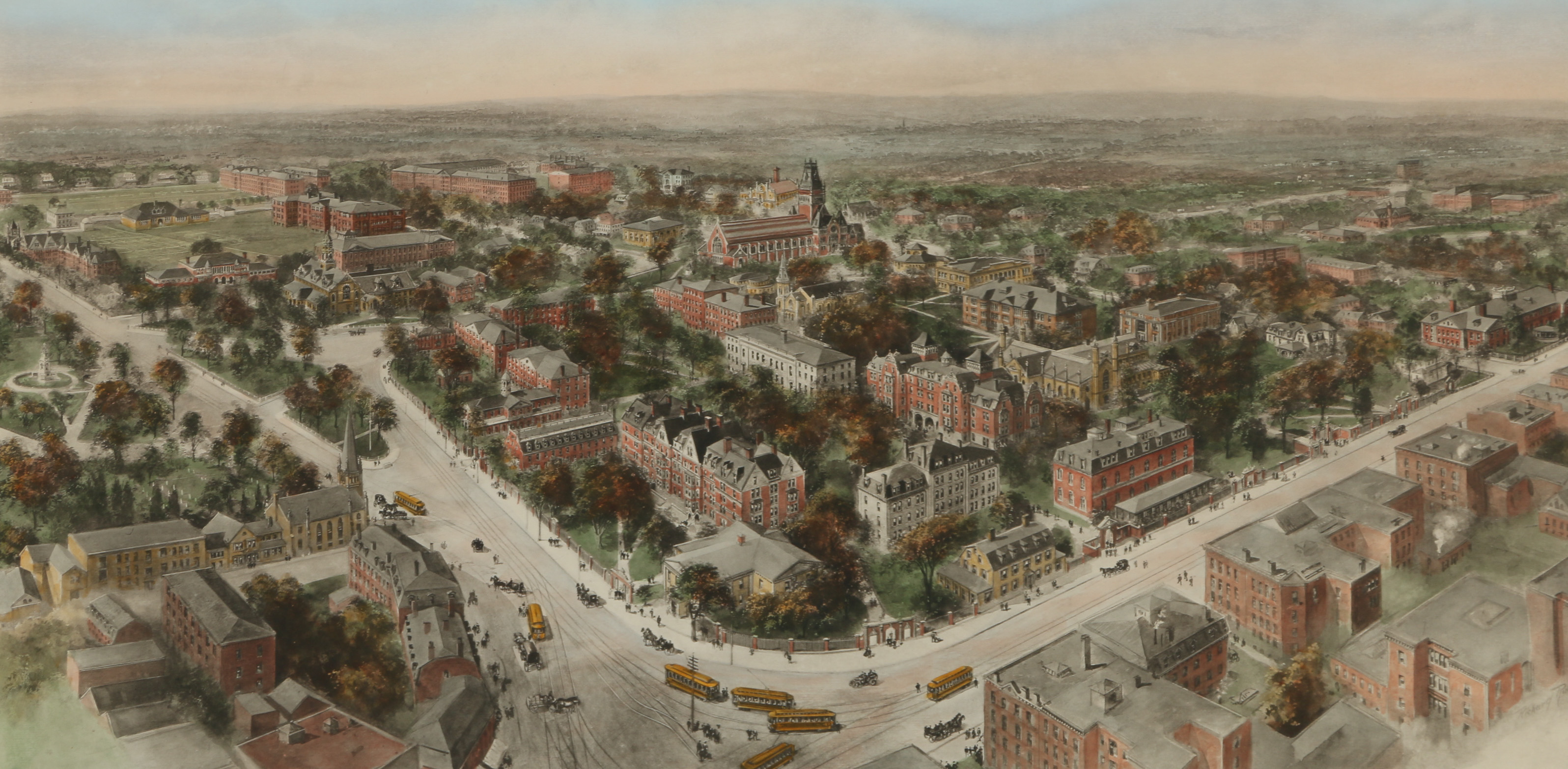 Hand-Painted Photogravure After Richard Rummell "Harvard University"