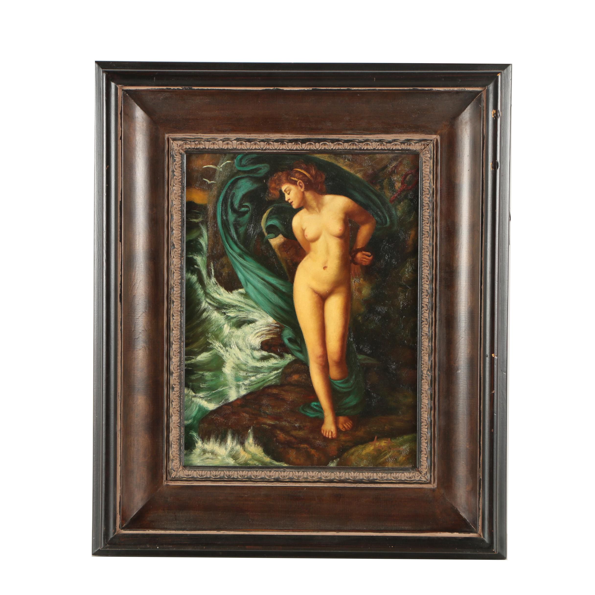Austin Copy Oil Painting After Edward Poynter's "Andromeda"