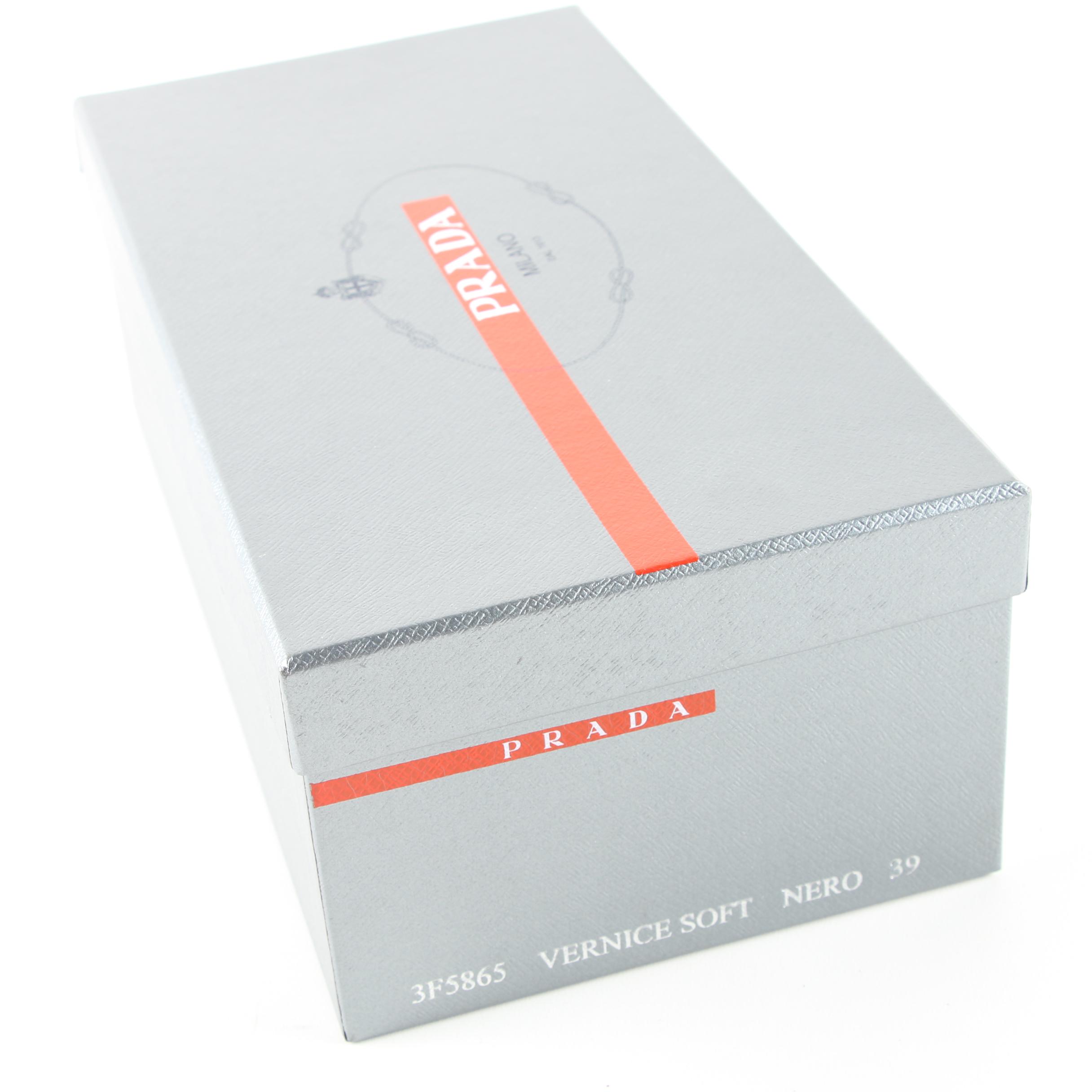 Prada Nero Black Vernice Soft Patent Leather Bow Ballet Flats