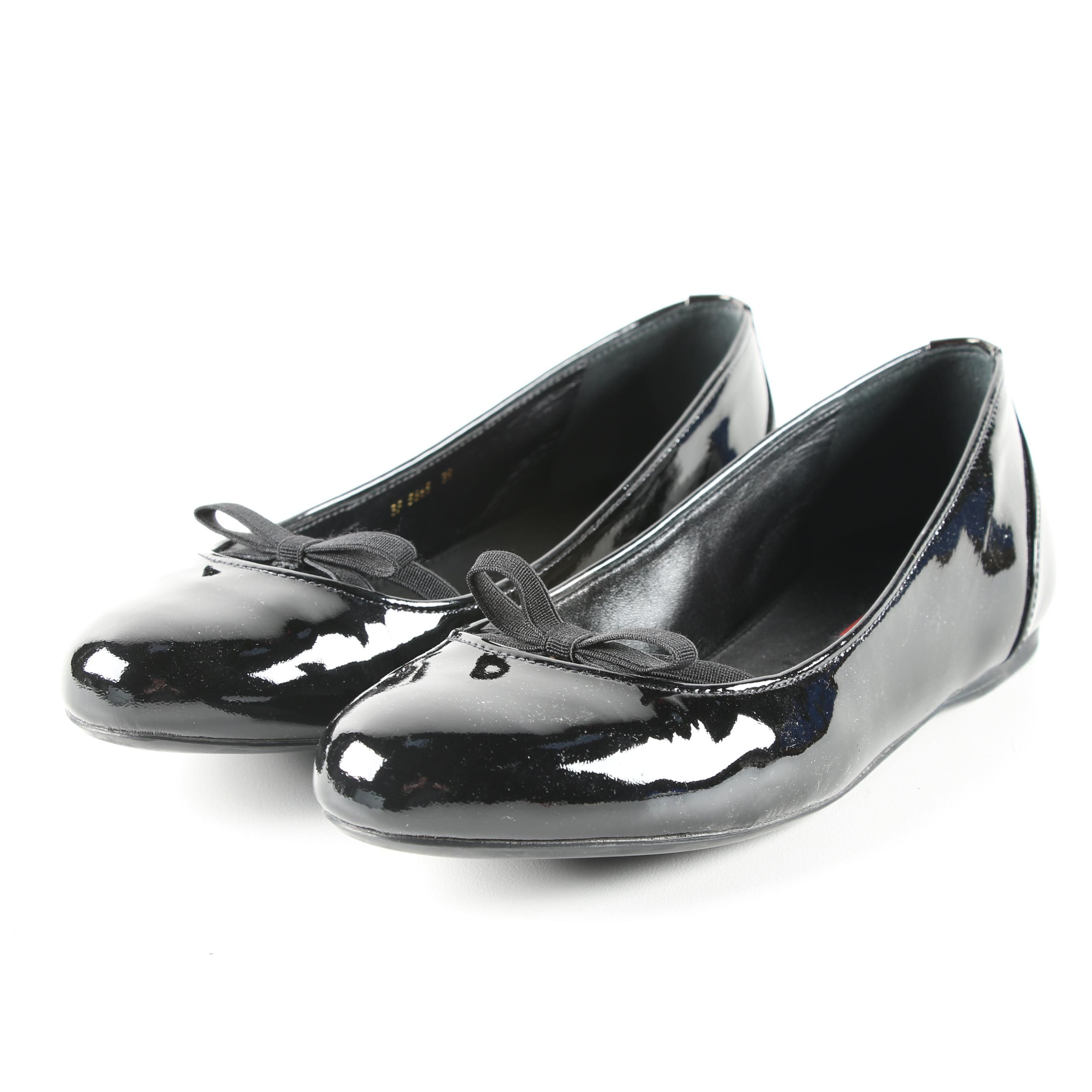Prada Nero Black Vernice Soft Patent Leather Bow Ballet Flats