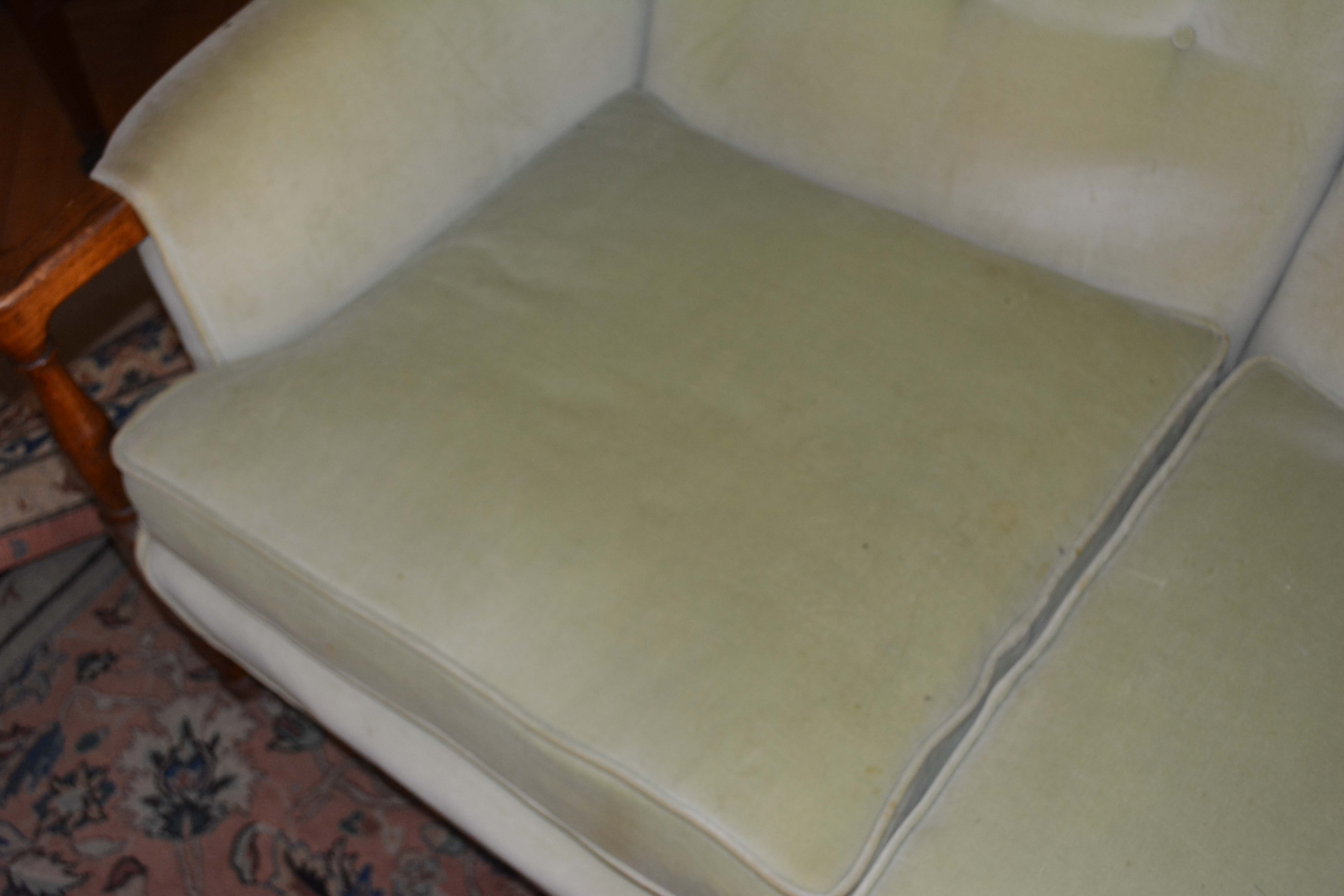 Vintage Regency Style Green Upholstered Love Seat