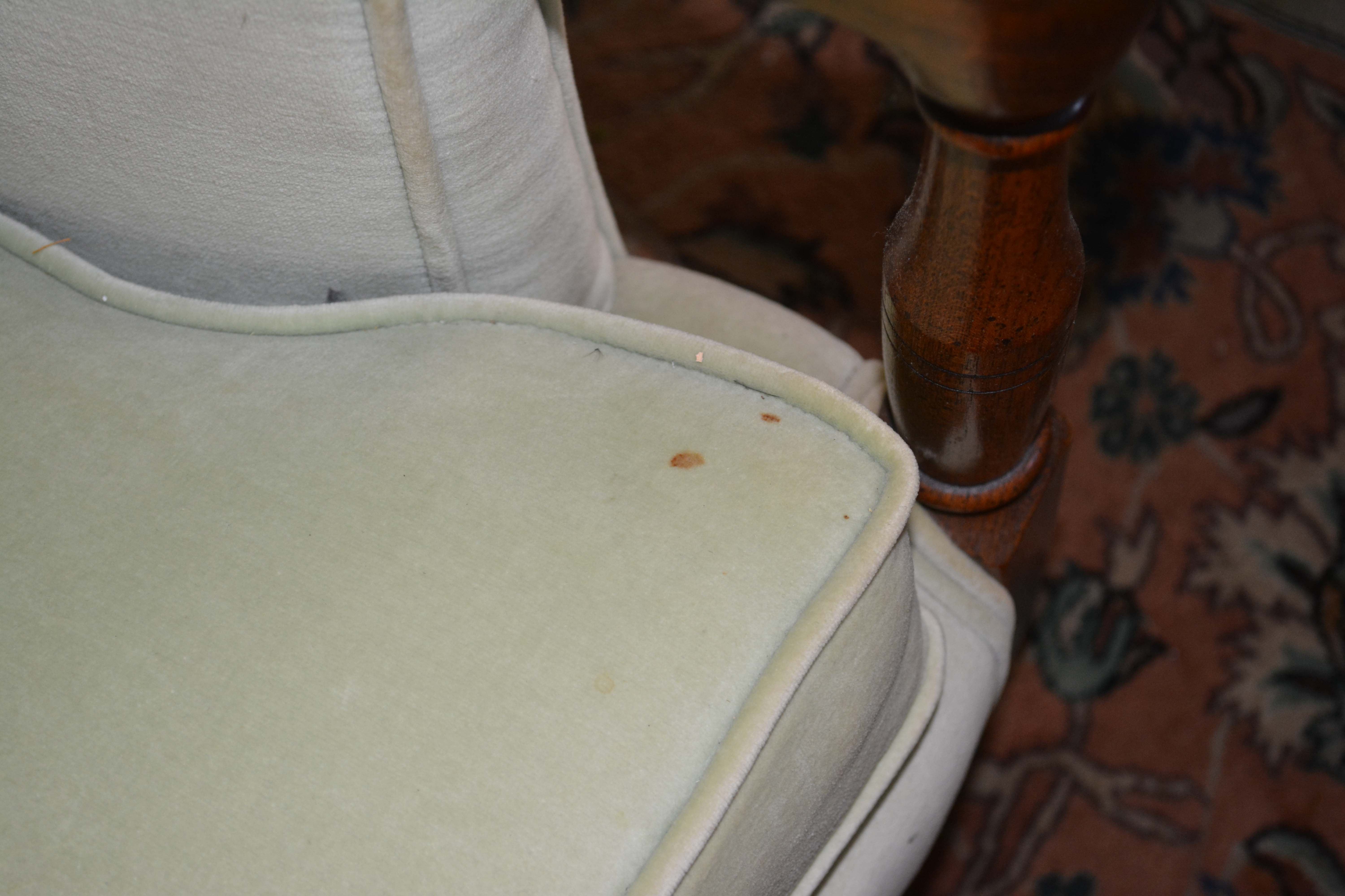 Vintage Regency Style Green Upholstered Love Seat