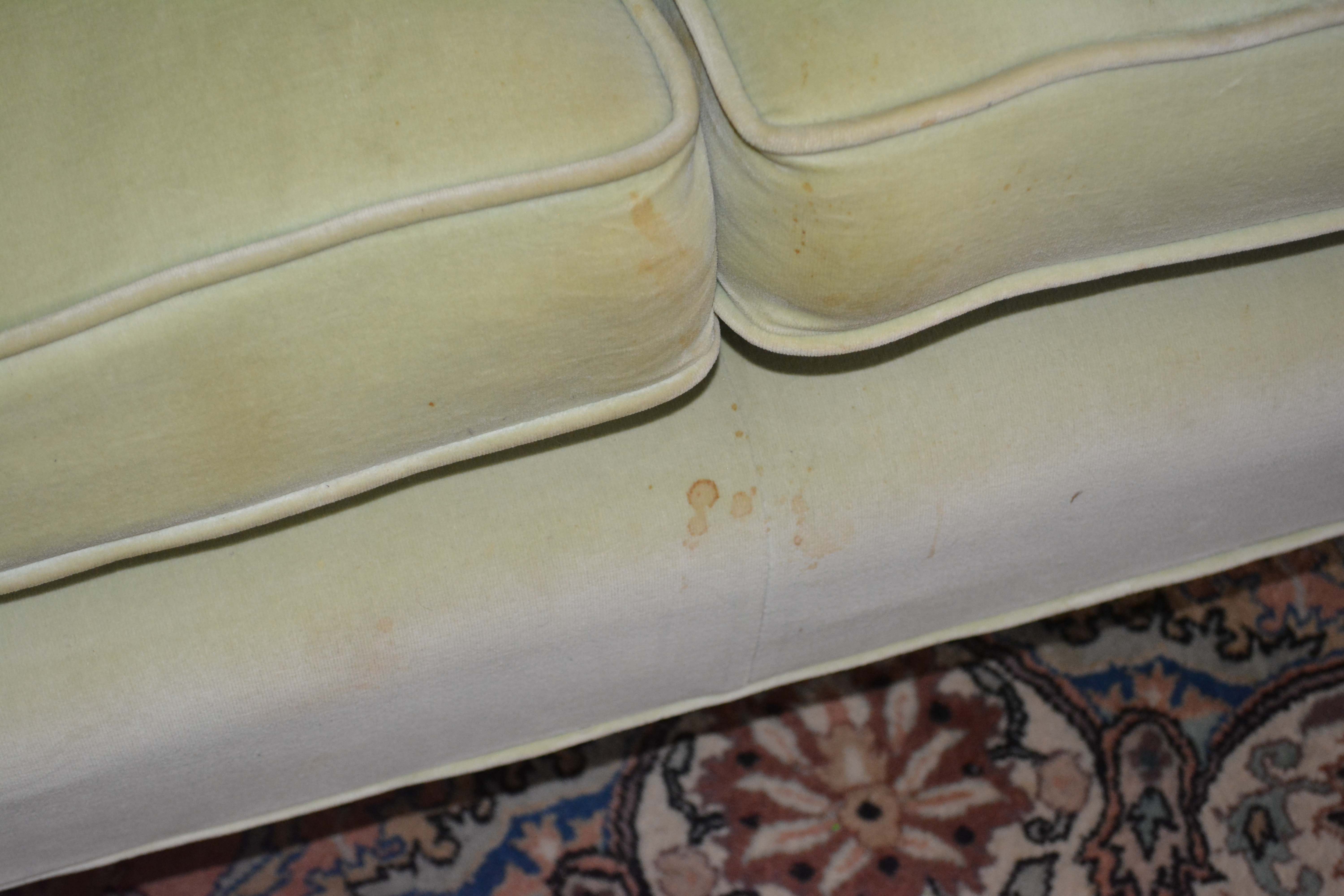 Vintage Regency Style Green Upholstered Love Seat