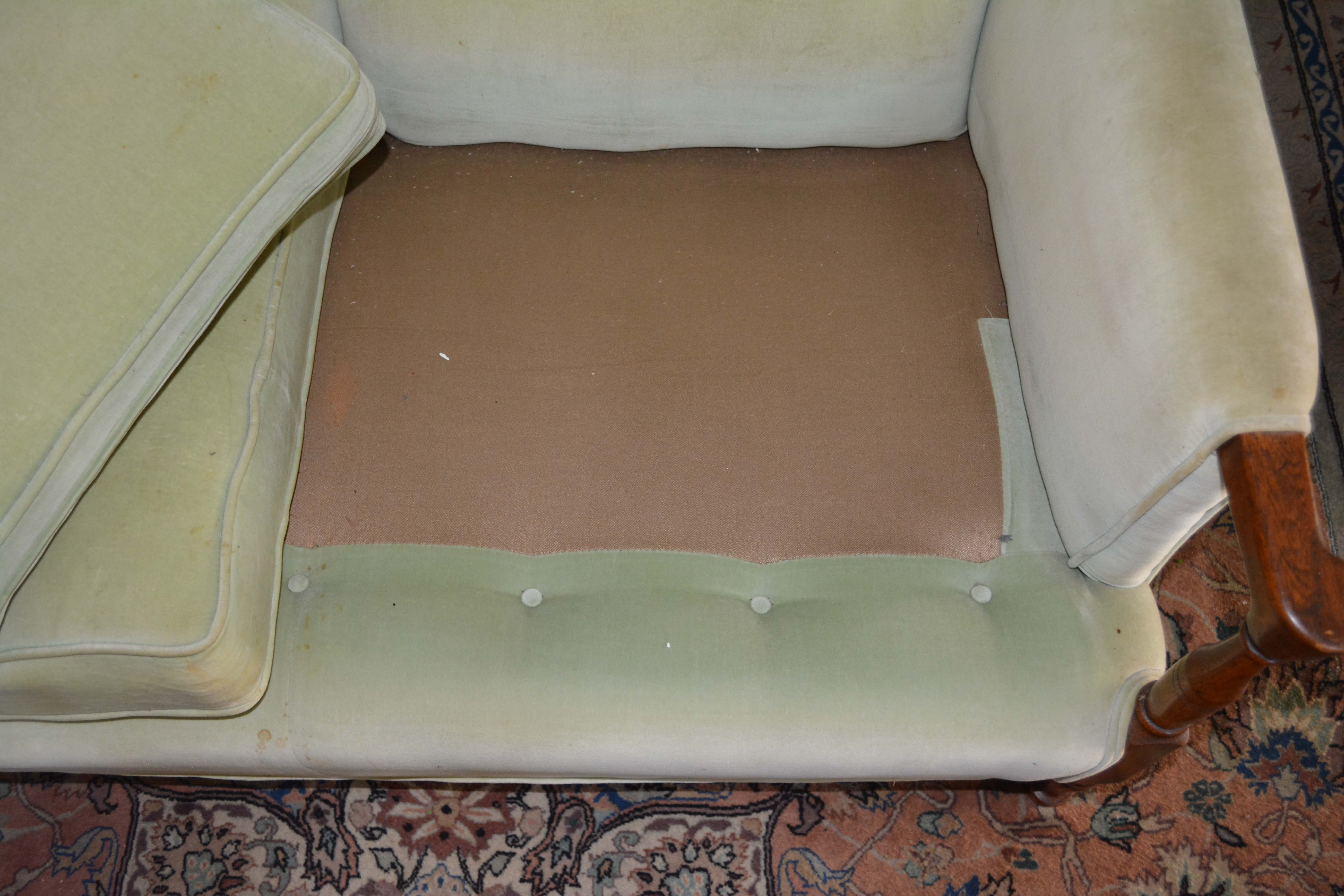 Vintage Regency Style Green Upholstered Love Seat