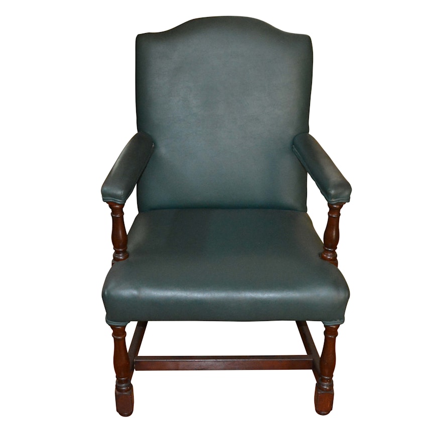 Vintage Green Faux Leather Armchair