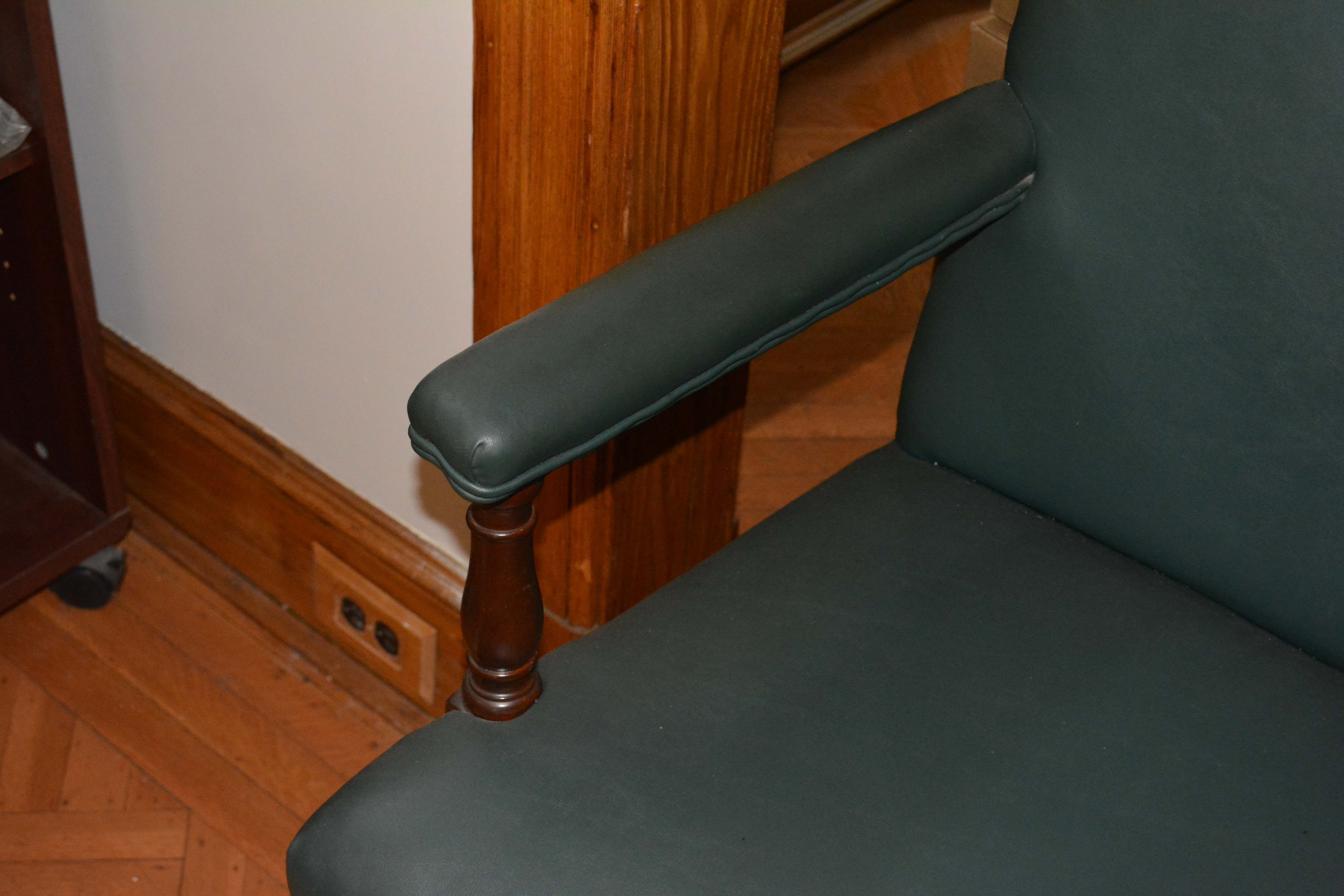 Vintage Green Faux Leather Armchair