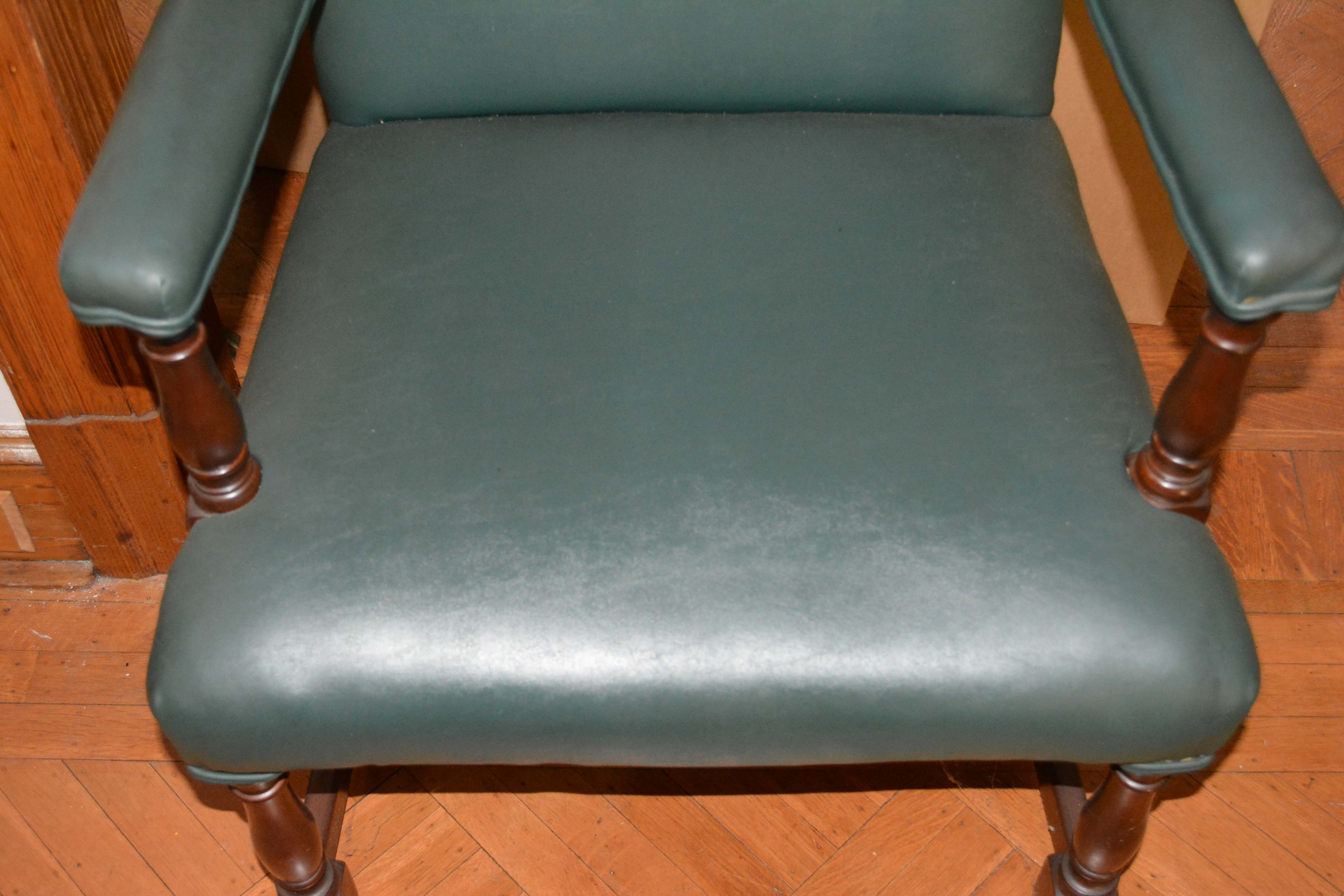 Vintage Green Faux Leather Armchair