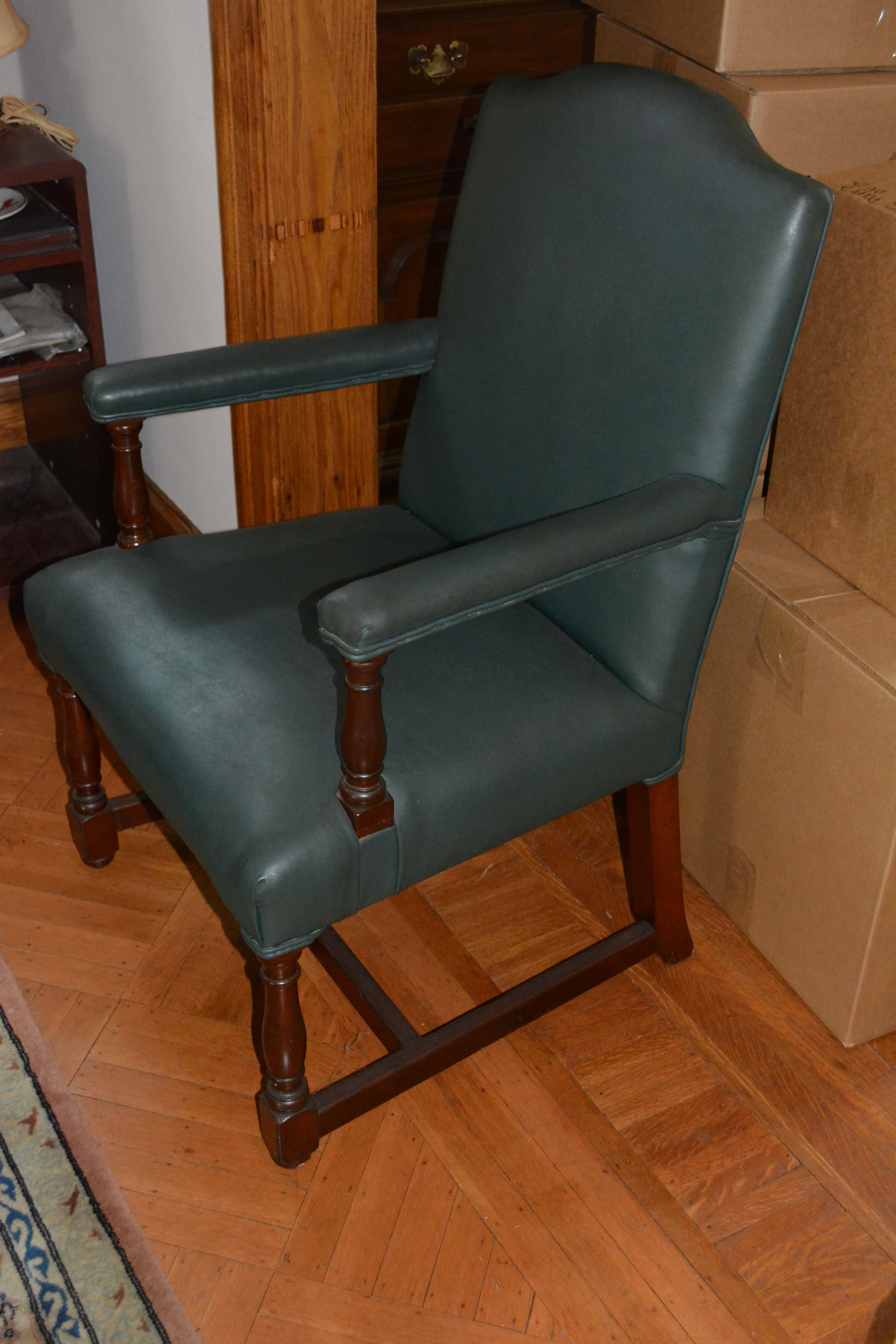 Vintage Green Faux Leather Armchair