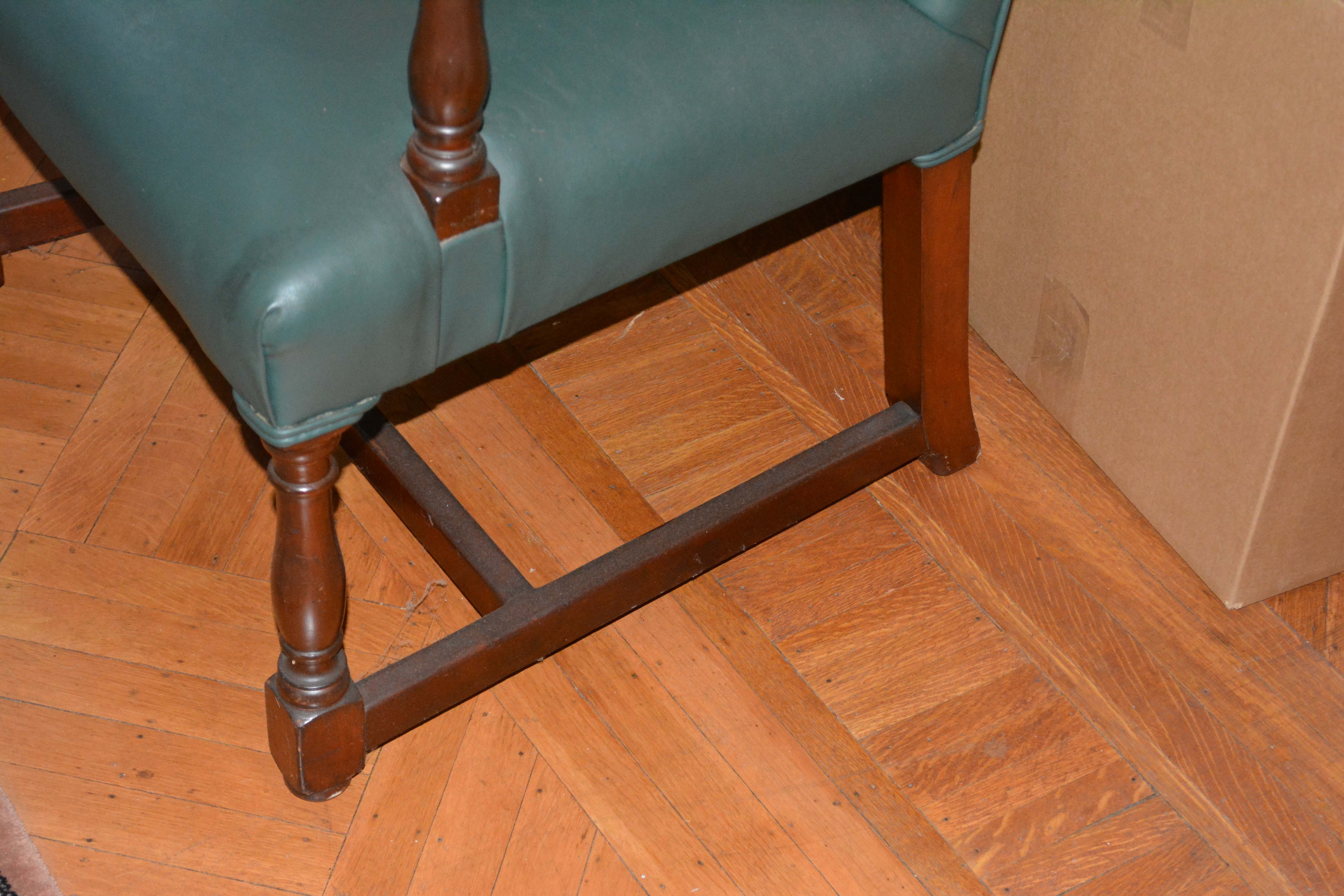 Vintage Green Faux Leather Armchair