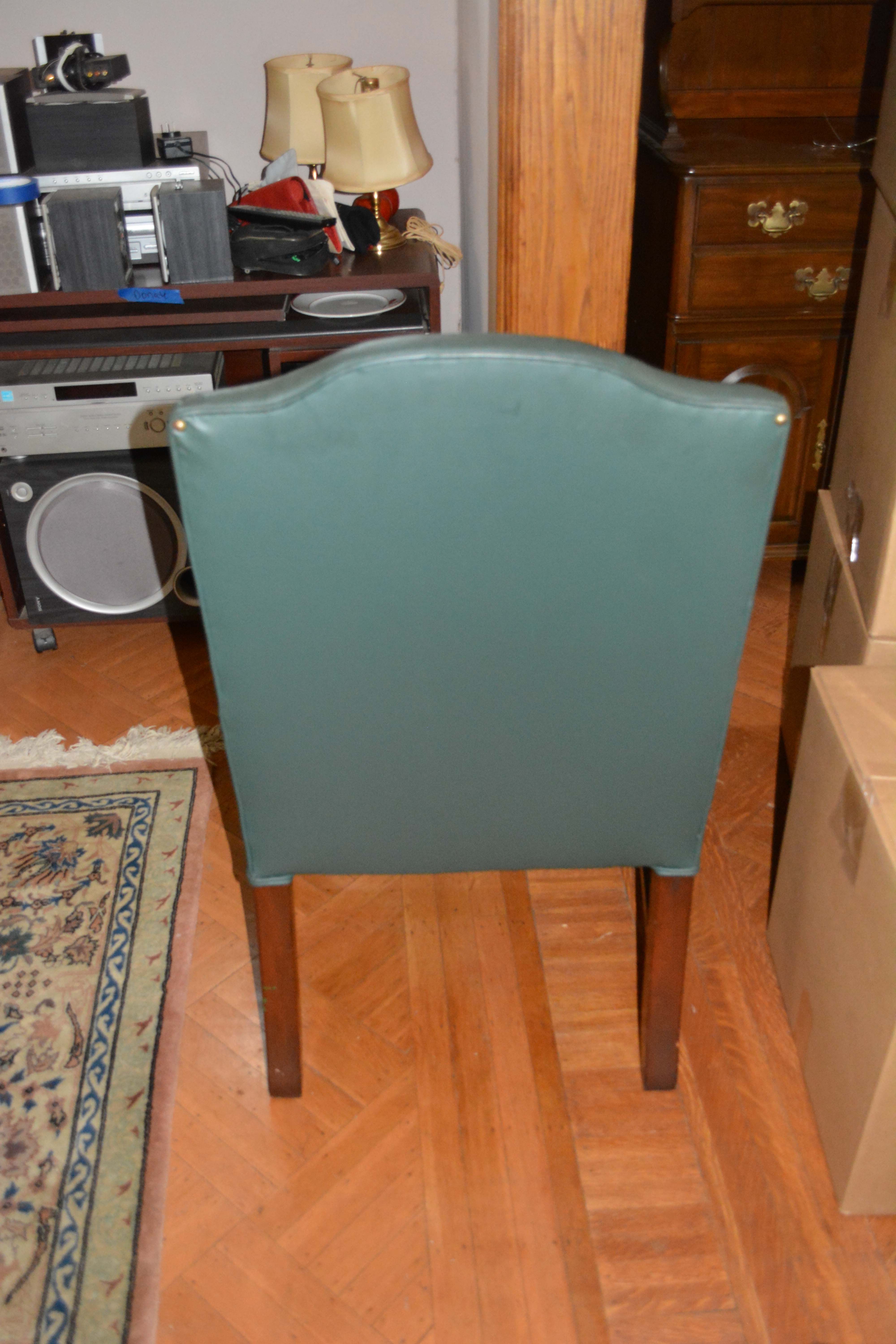 Vintage Green Faux Leather Armchair
