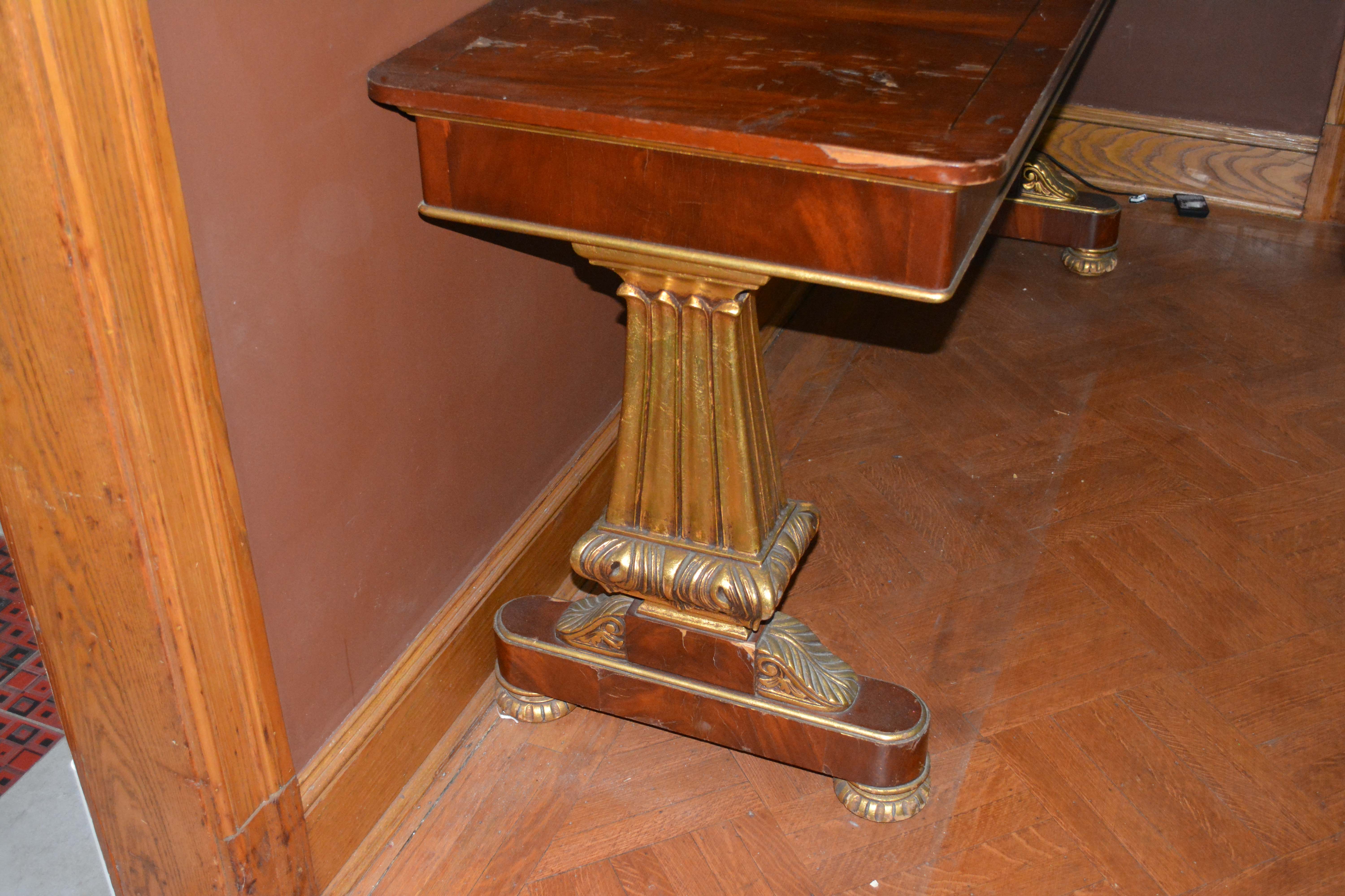 American Empire Style Mahogany and Giltwood Table