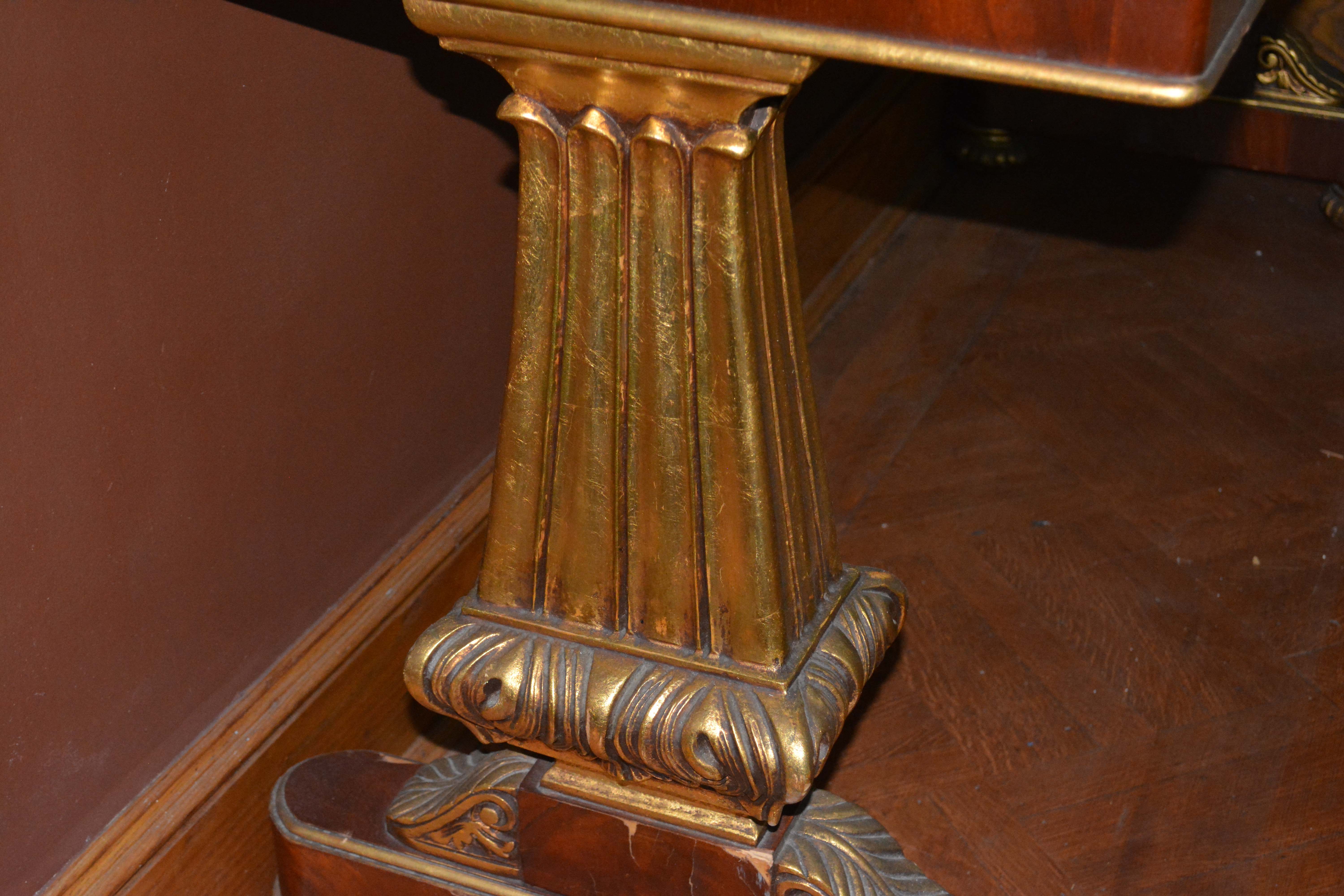 American Empire Style Mahogany and Giltwood Table