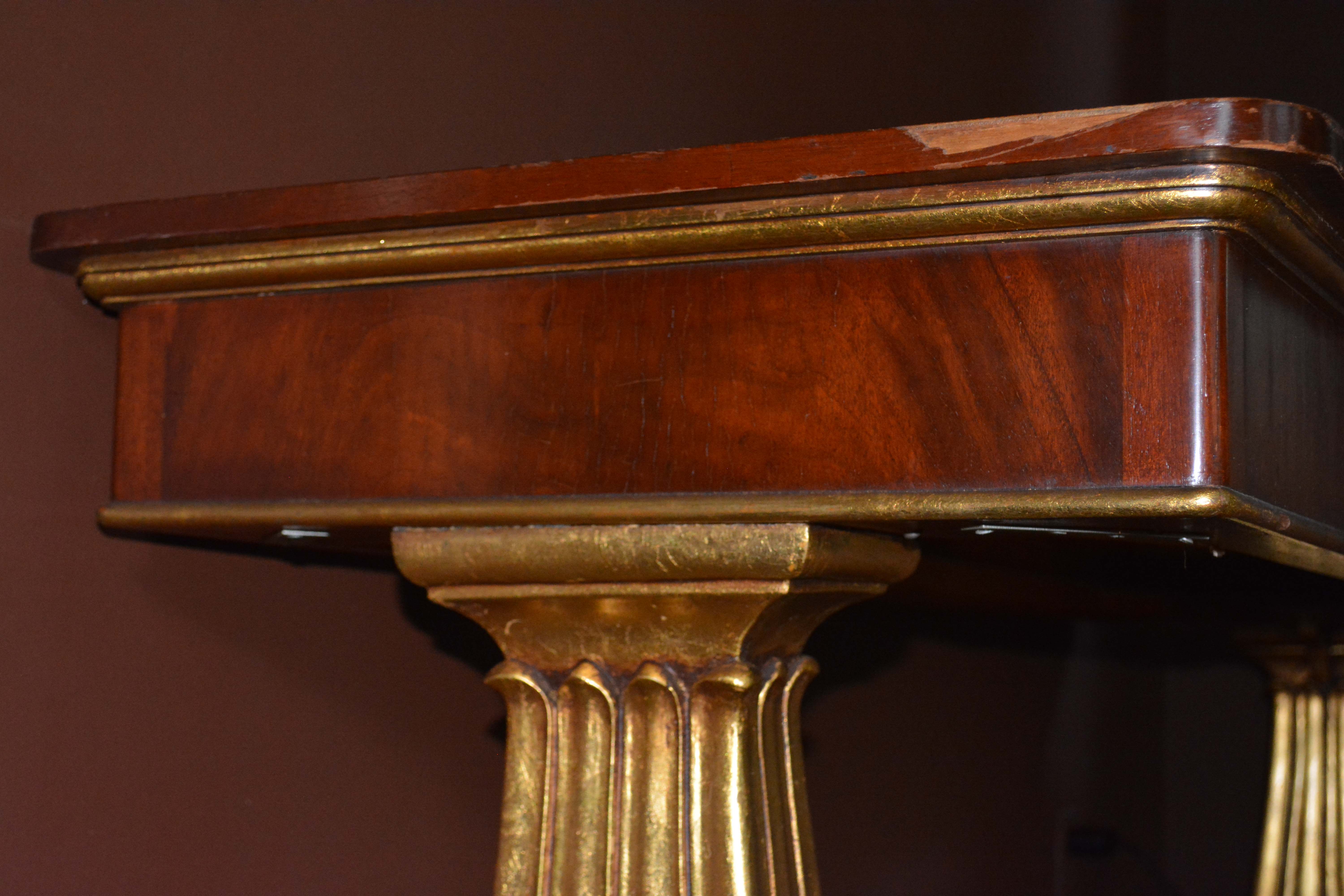 American Empire Style Mahogany and Giltwood Table