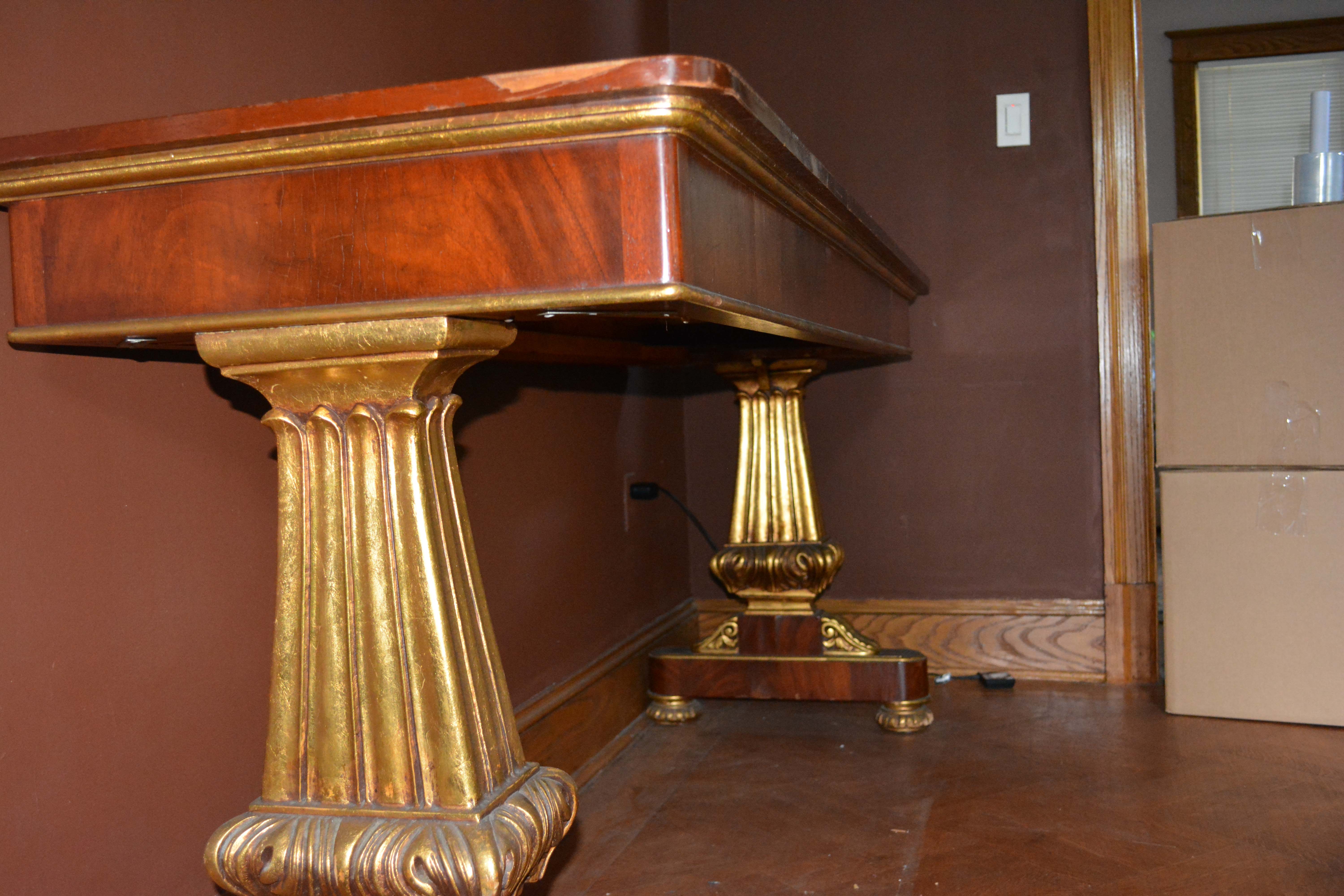 American Empire Style Mahogany and Giltwood Table
