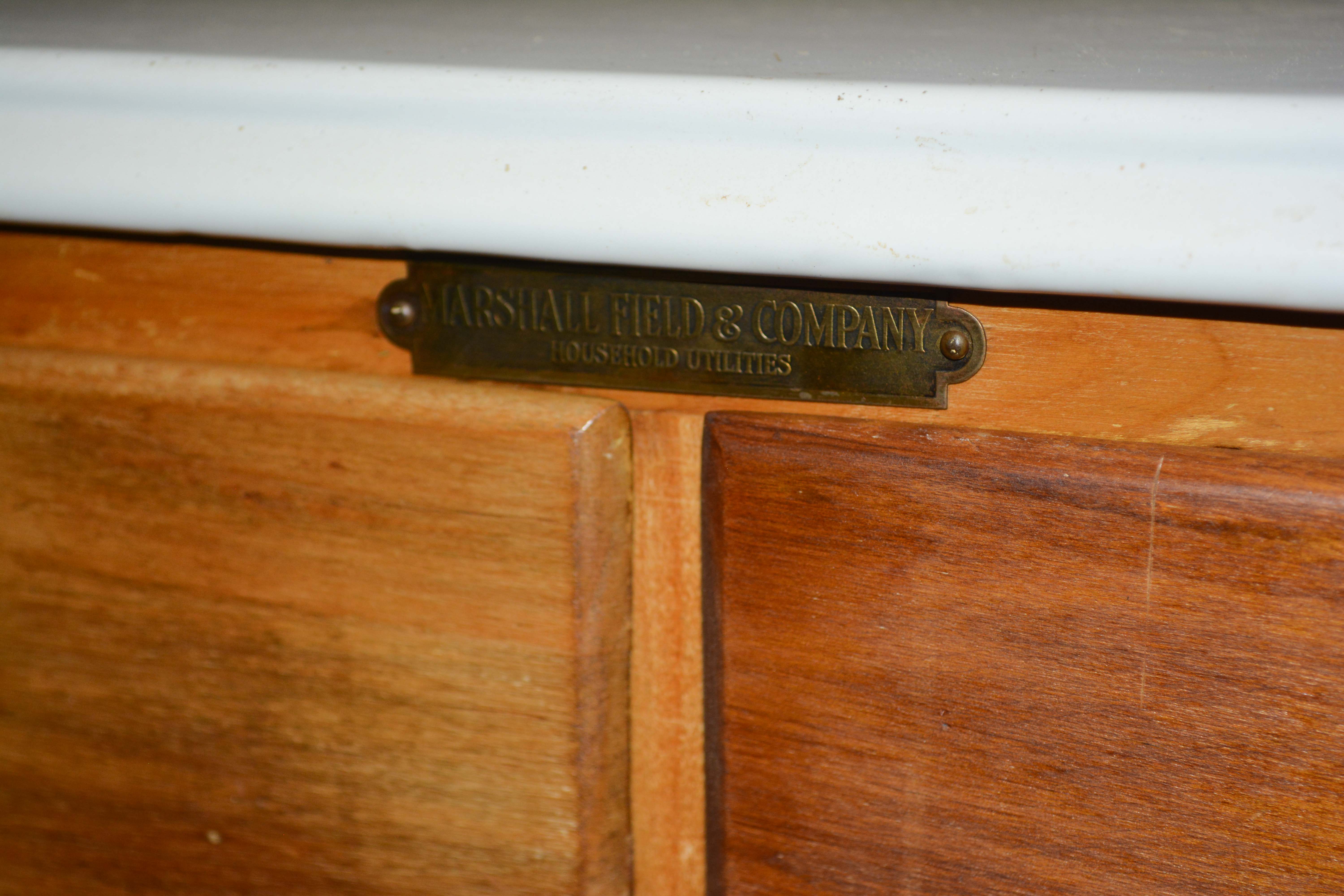 Vintage Metal Top Side Cabinet by Marshall Field & Company