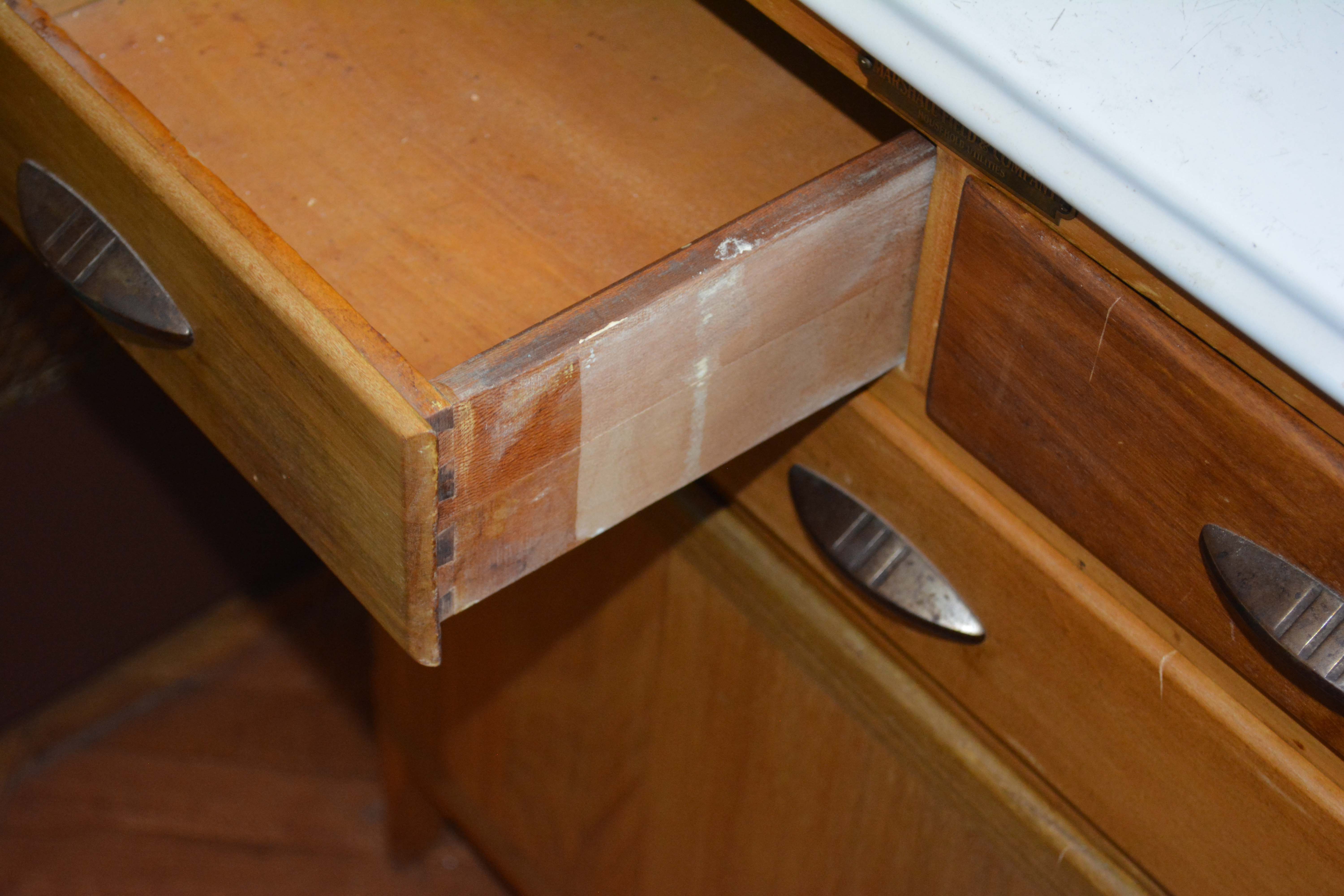 Vintage Metal Top Side Cabinet by Marshall Field & Company