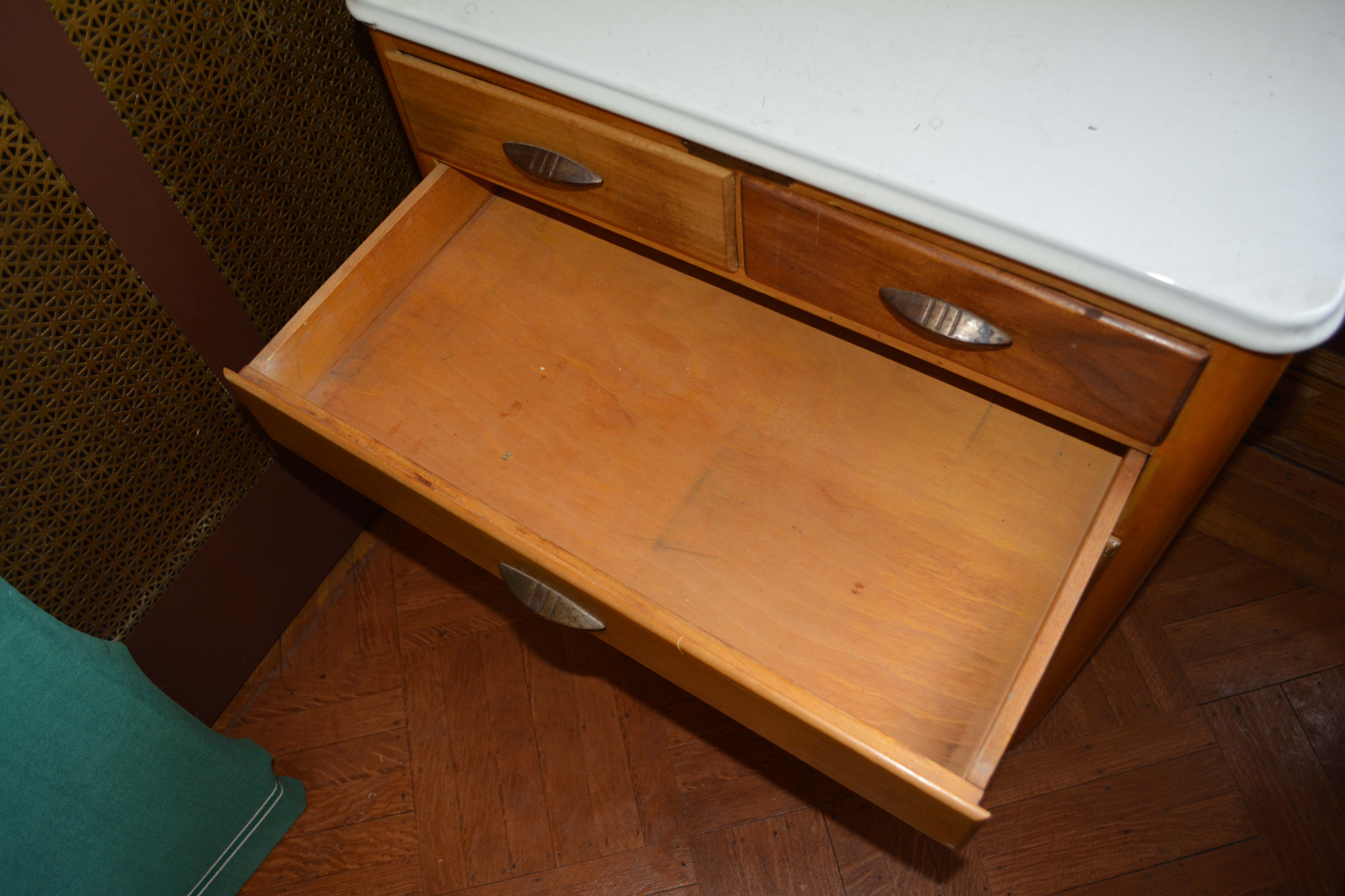 Vintage Metal Top Side Cabinet by Marshall Field & Company