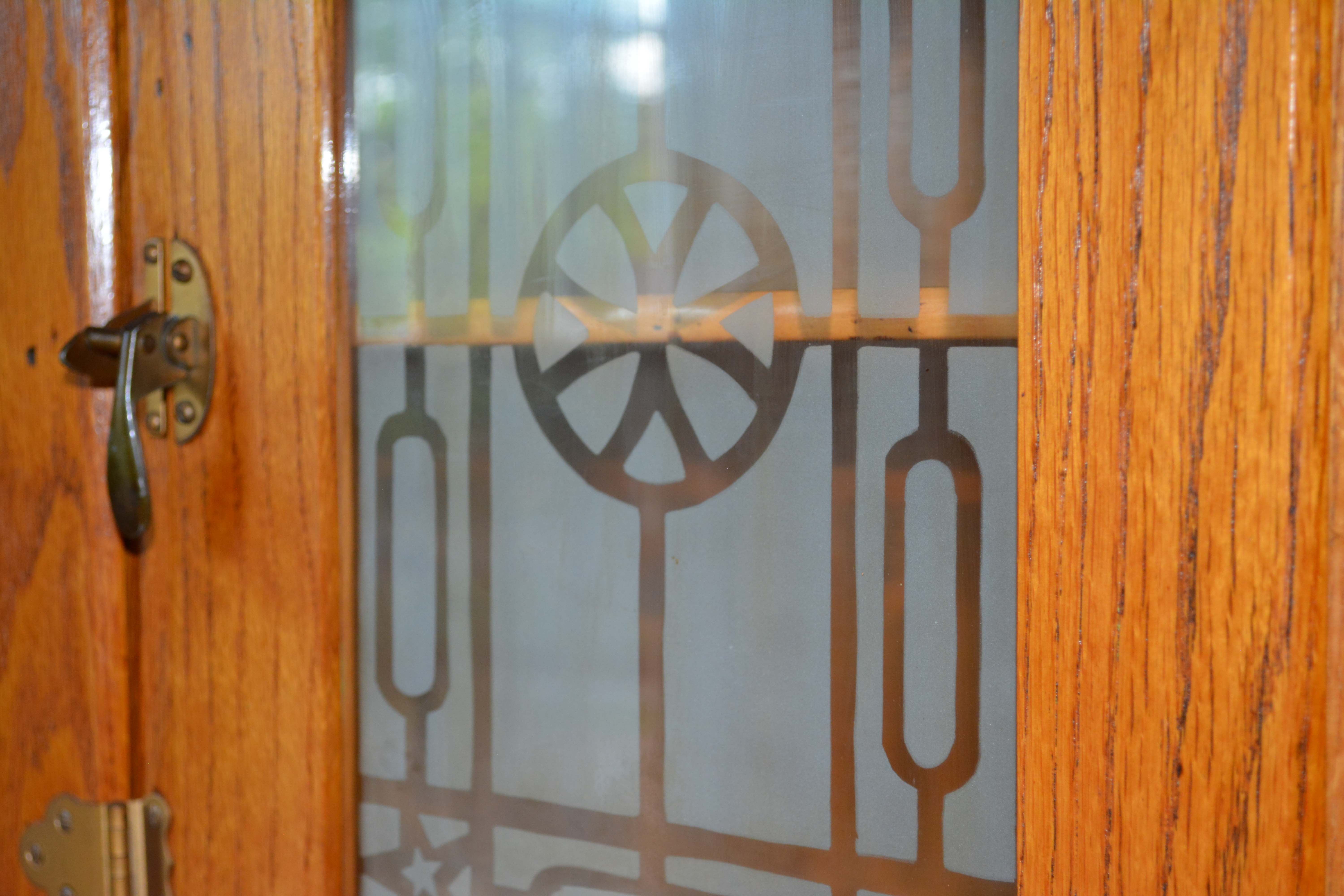 Vintage Two-Piece Oak Hoosier Cabinet