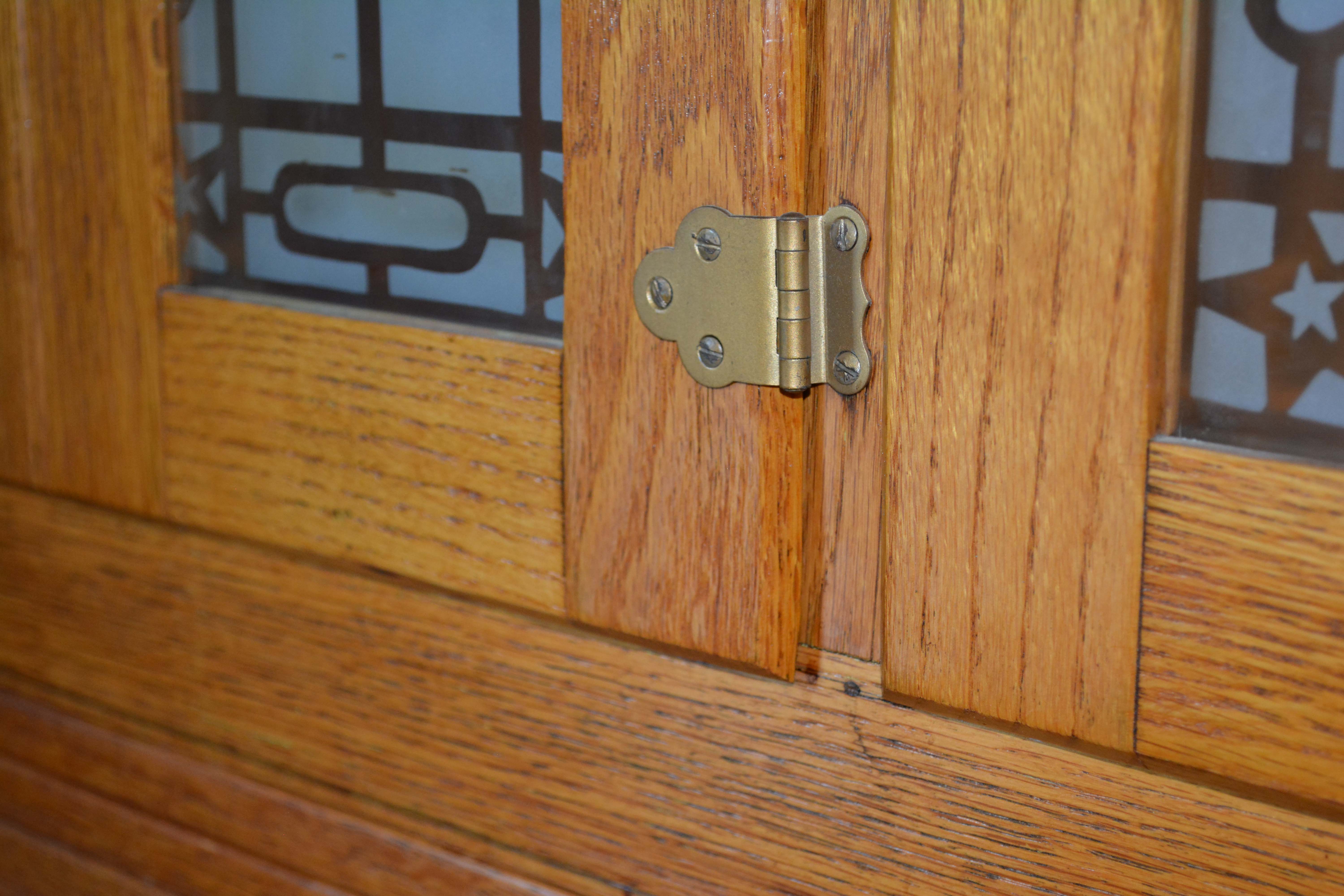 Vintage Two-Piece Oak Hoosier Cabinet