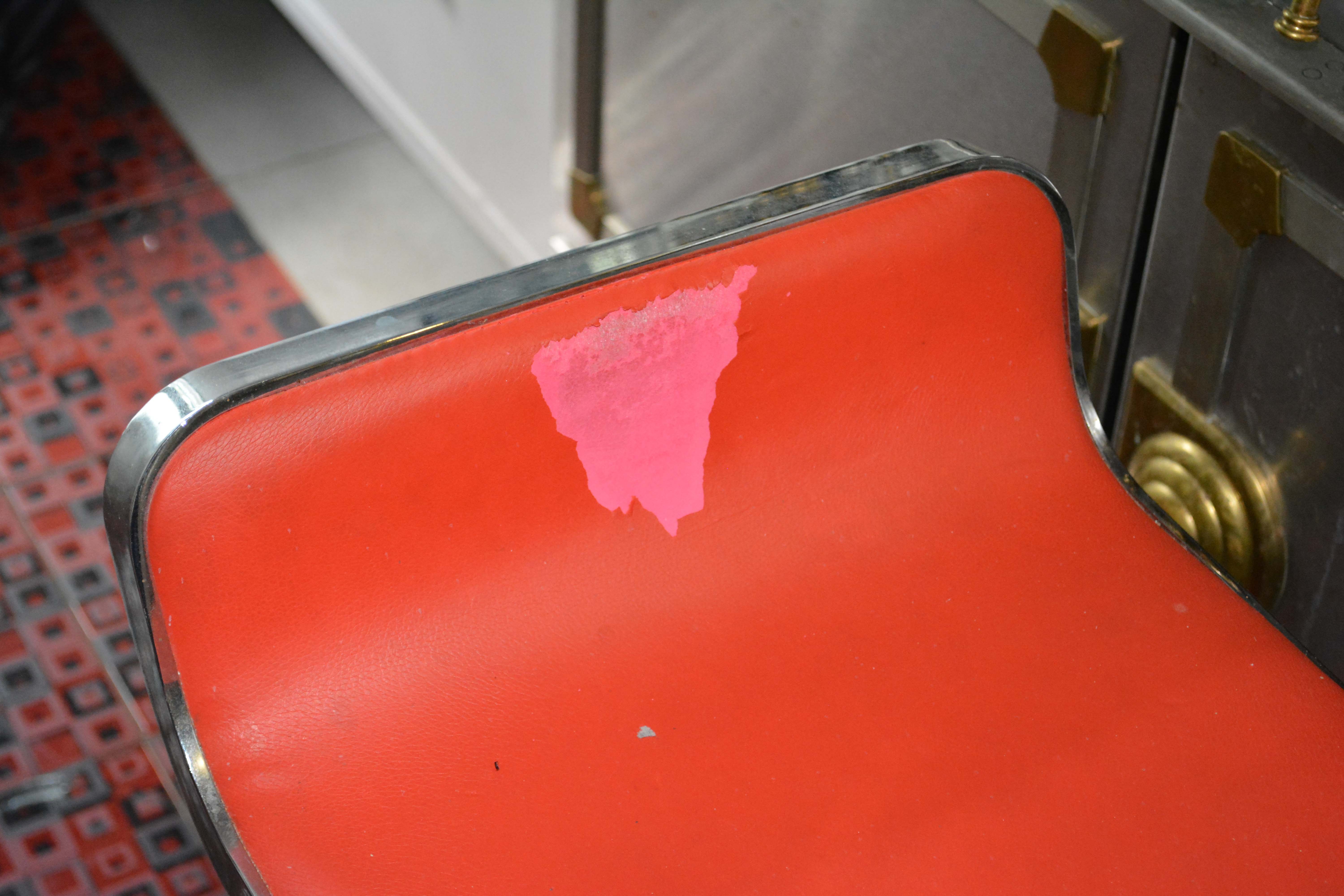 Vintage Faux Red Leather Barstools