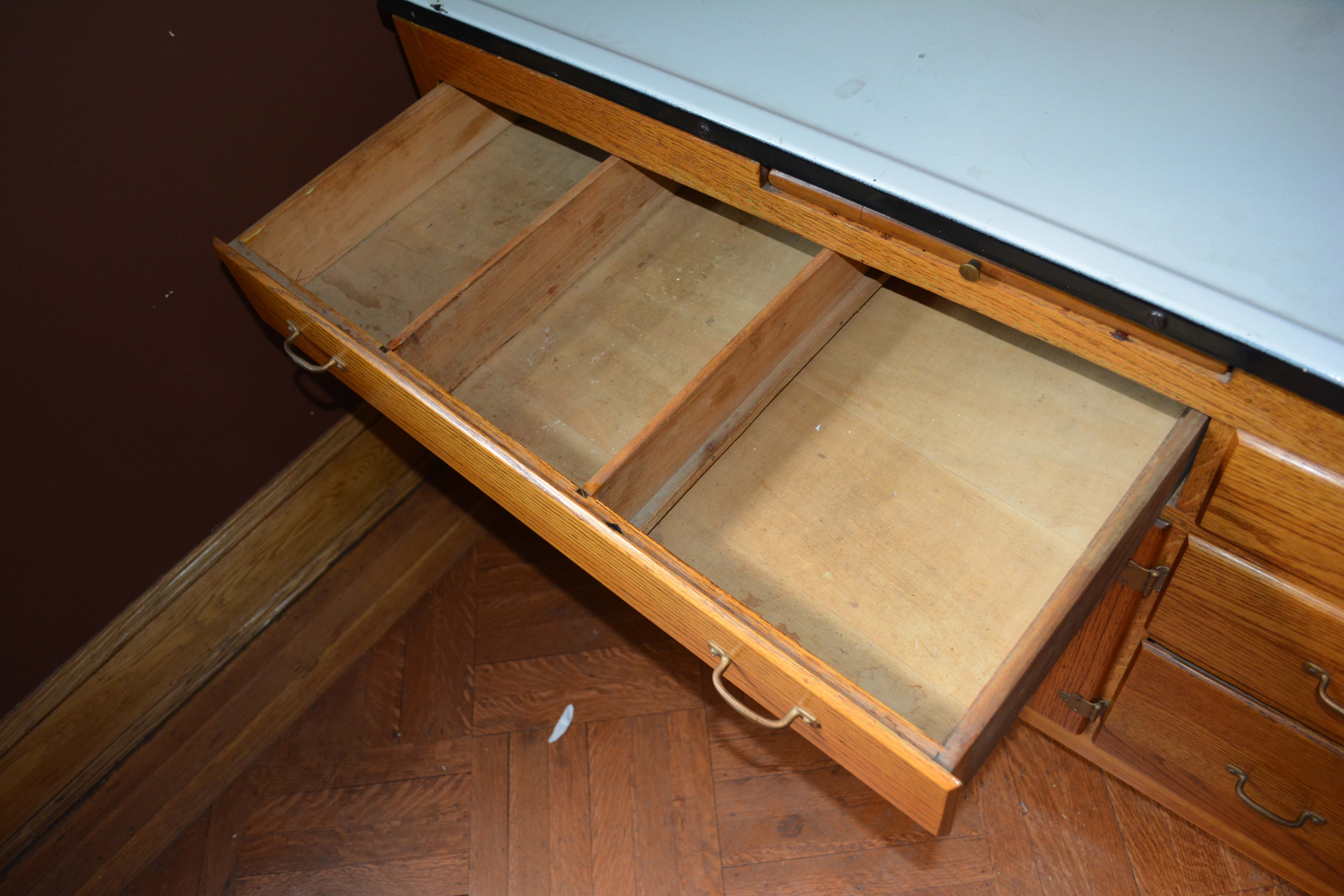 Vintage Two-Piece Oak Hoosier Cabinet