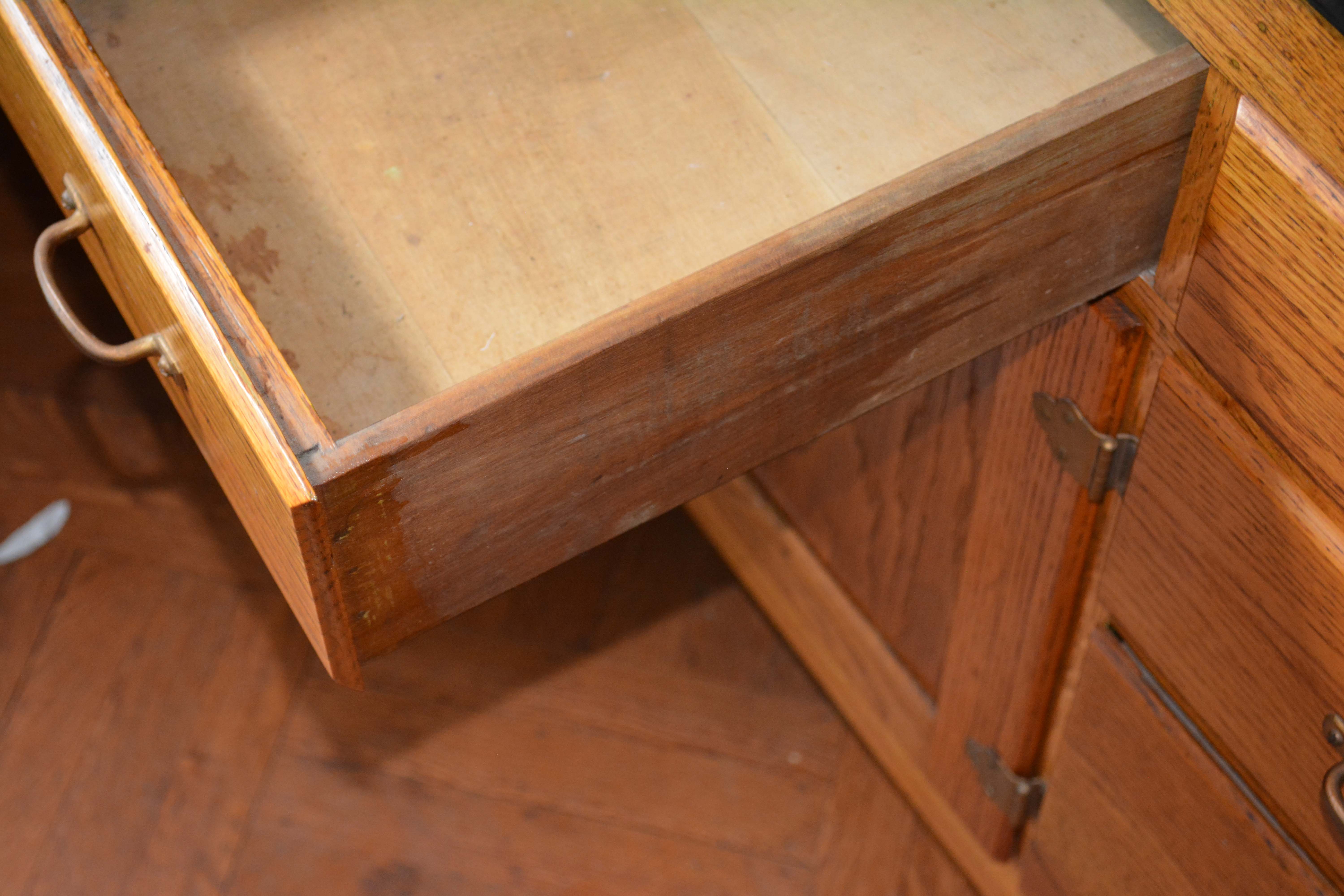 Vintage Two-Piece Oak Hoosier Cabinet