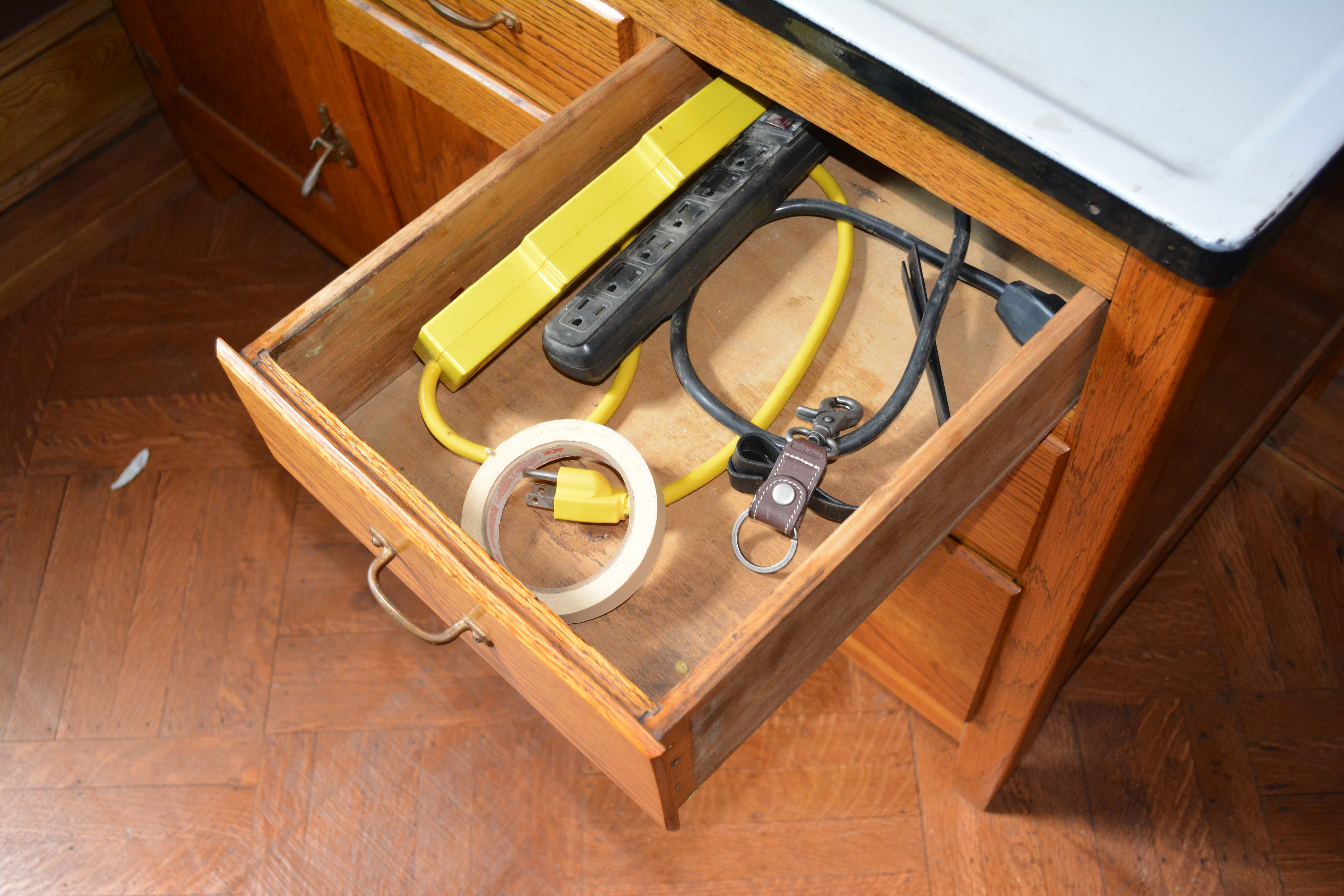 Vintage Two-Piece Oak Hoosier Cabinet