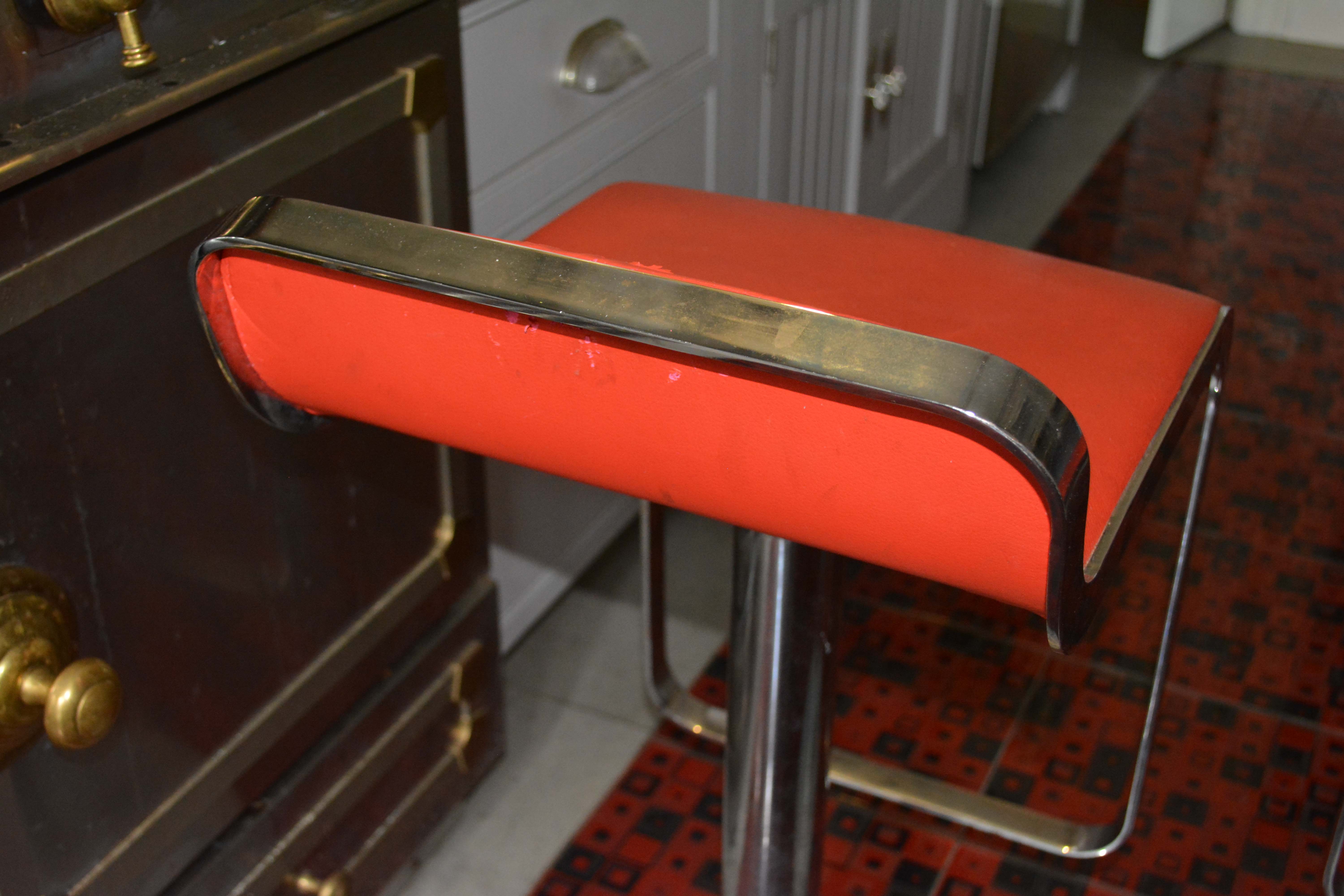 Vintage Faux Red Leather Barstools