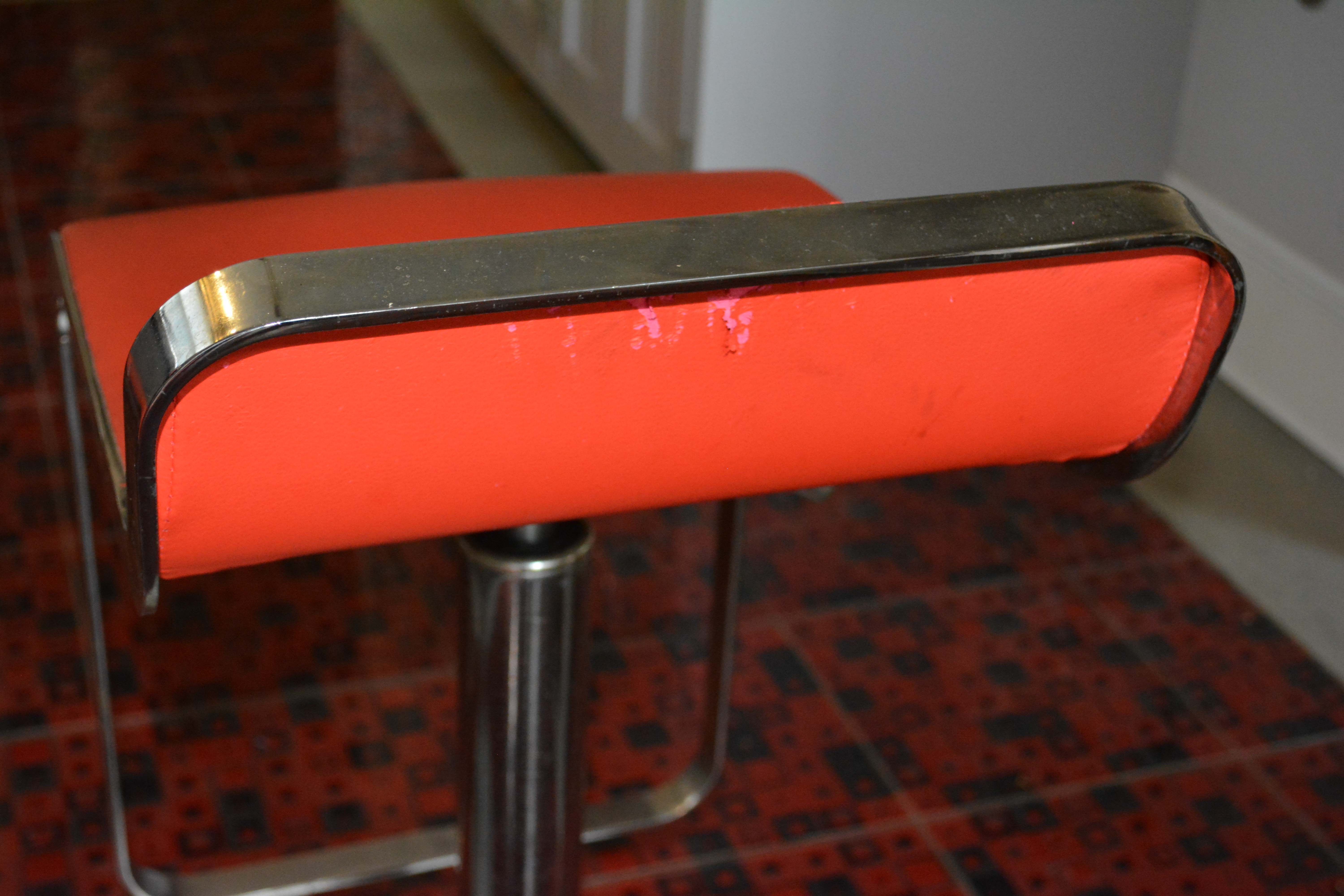 Vintage Faux Red Leather Barstools