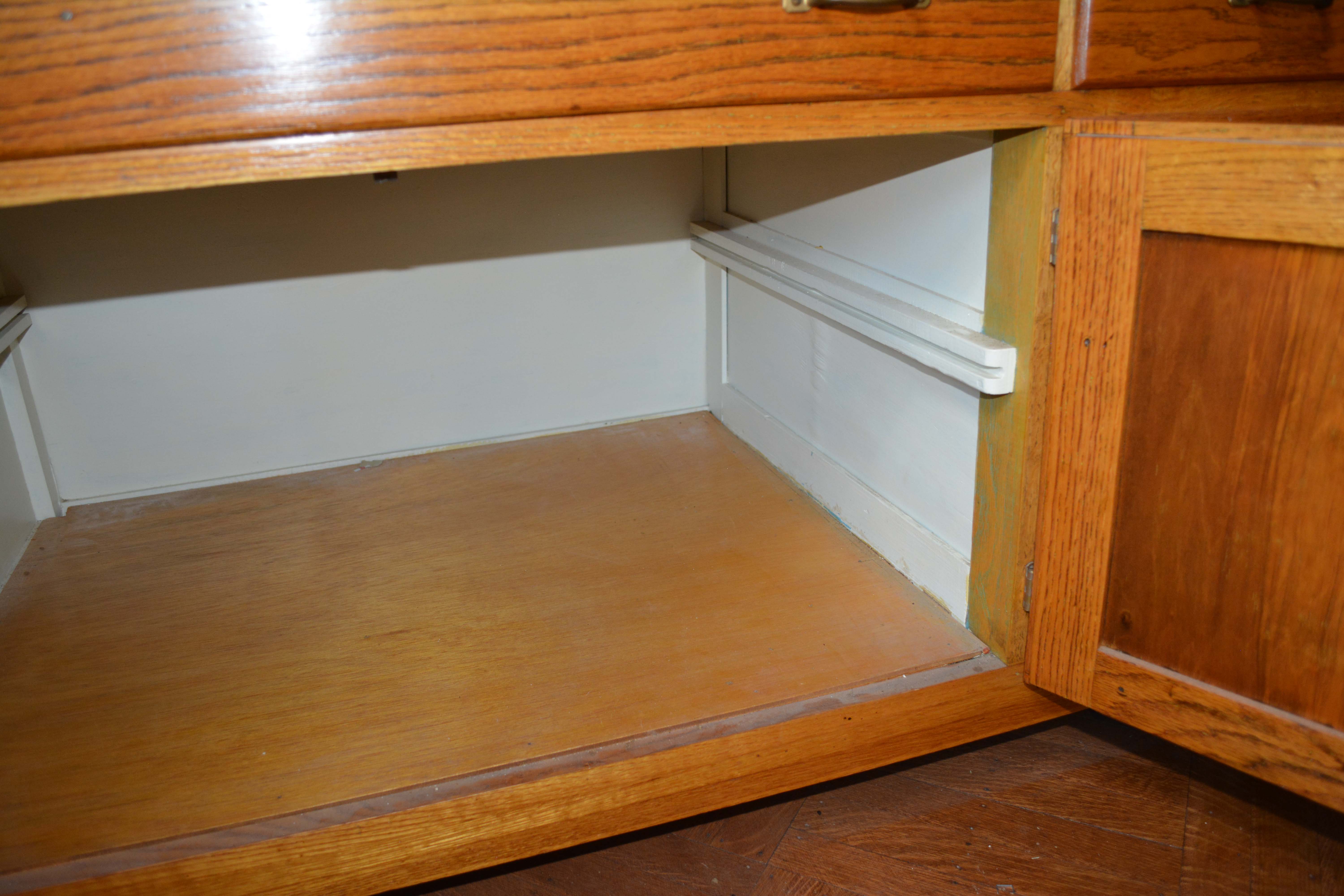 Vintage Two-Piece Oak Hoosier Cabinet