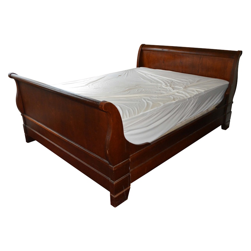 Vintage Cherry Queen Size Sleigh Bed Frame