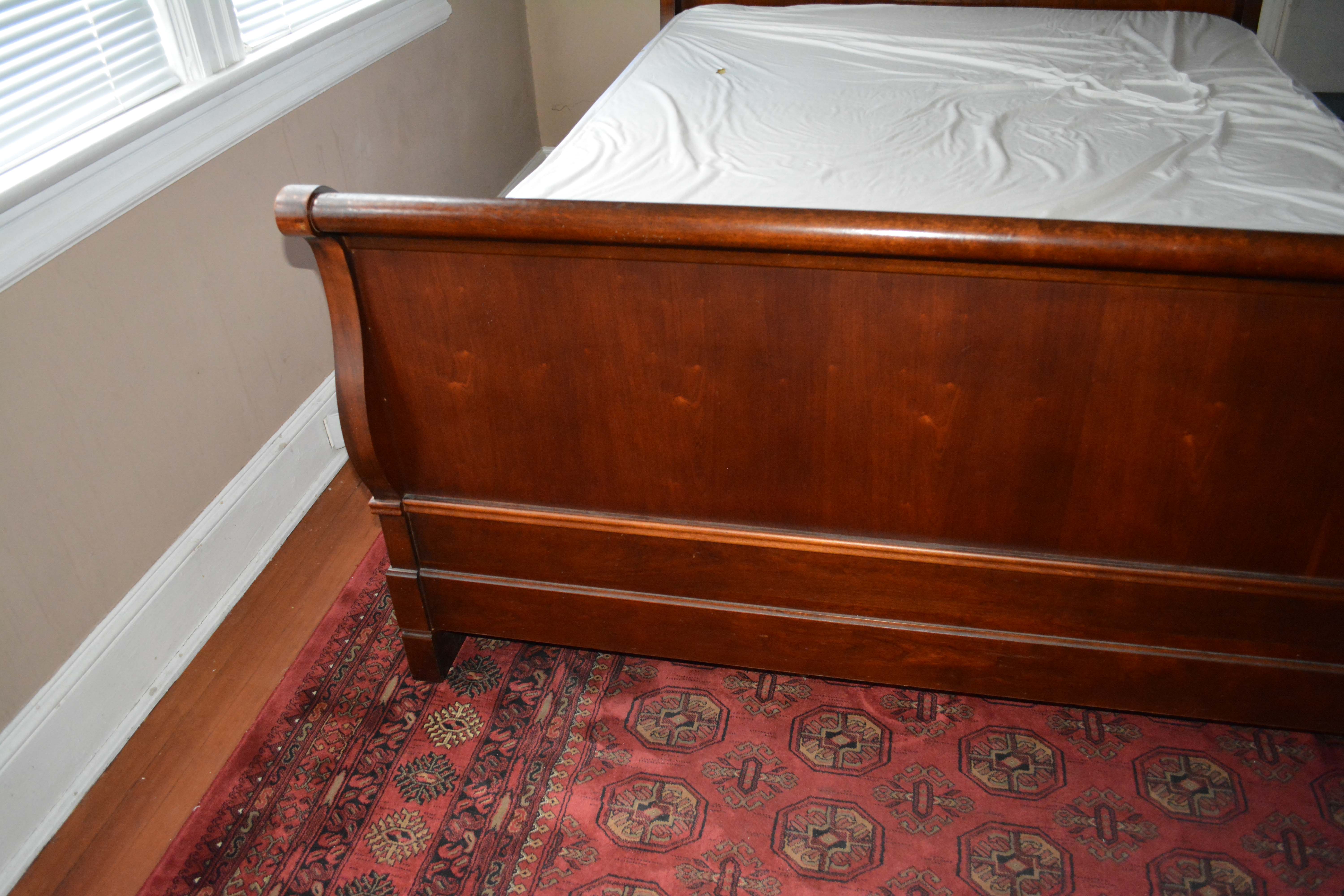 Vintage Cherry Queen Size Sleigh Bed Frame