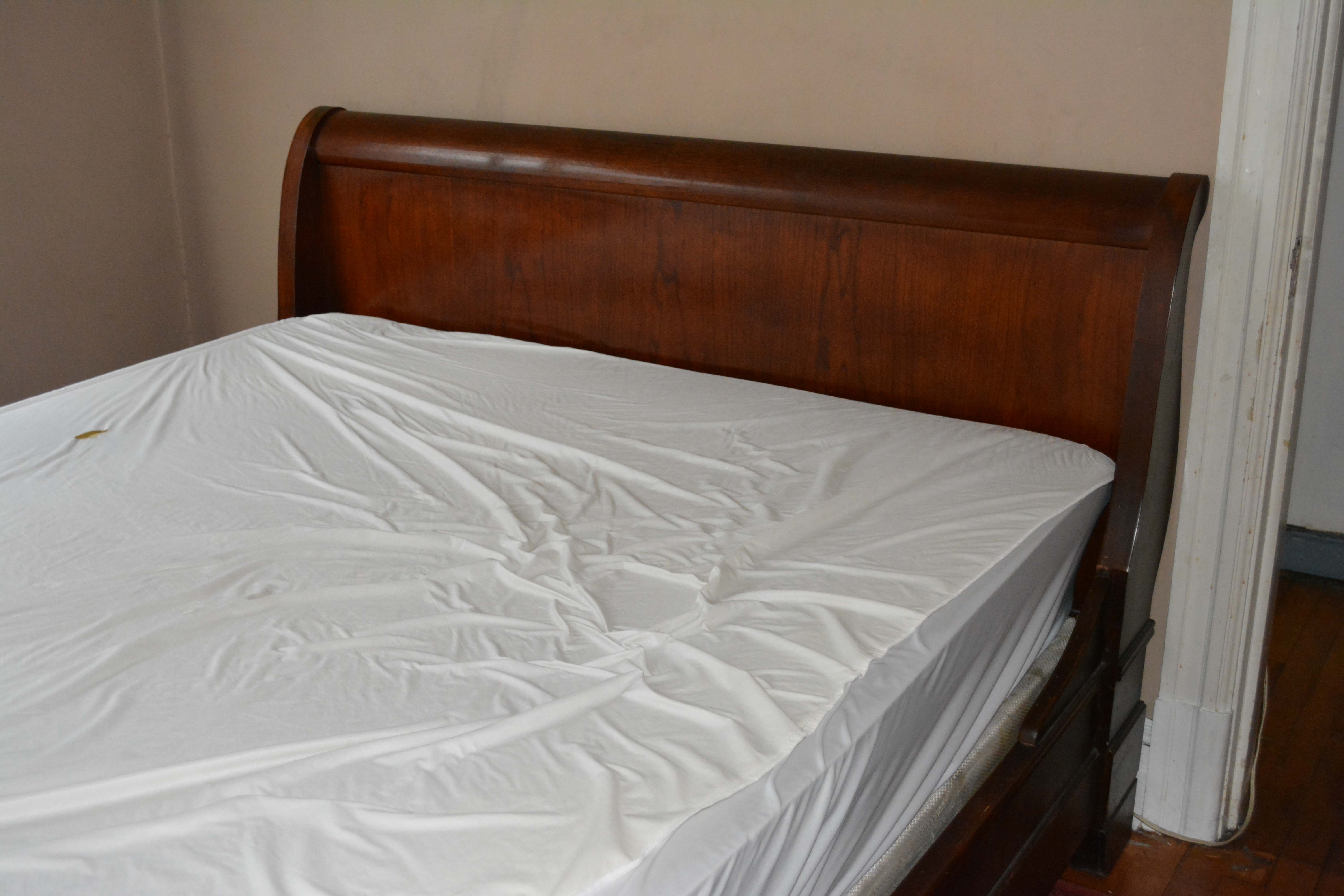 Vintage Cherry Queen Size Sleigh Bed Frame