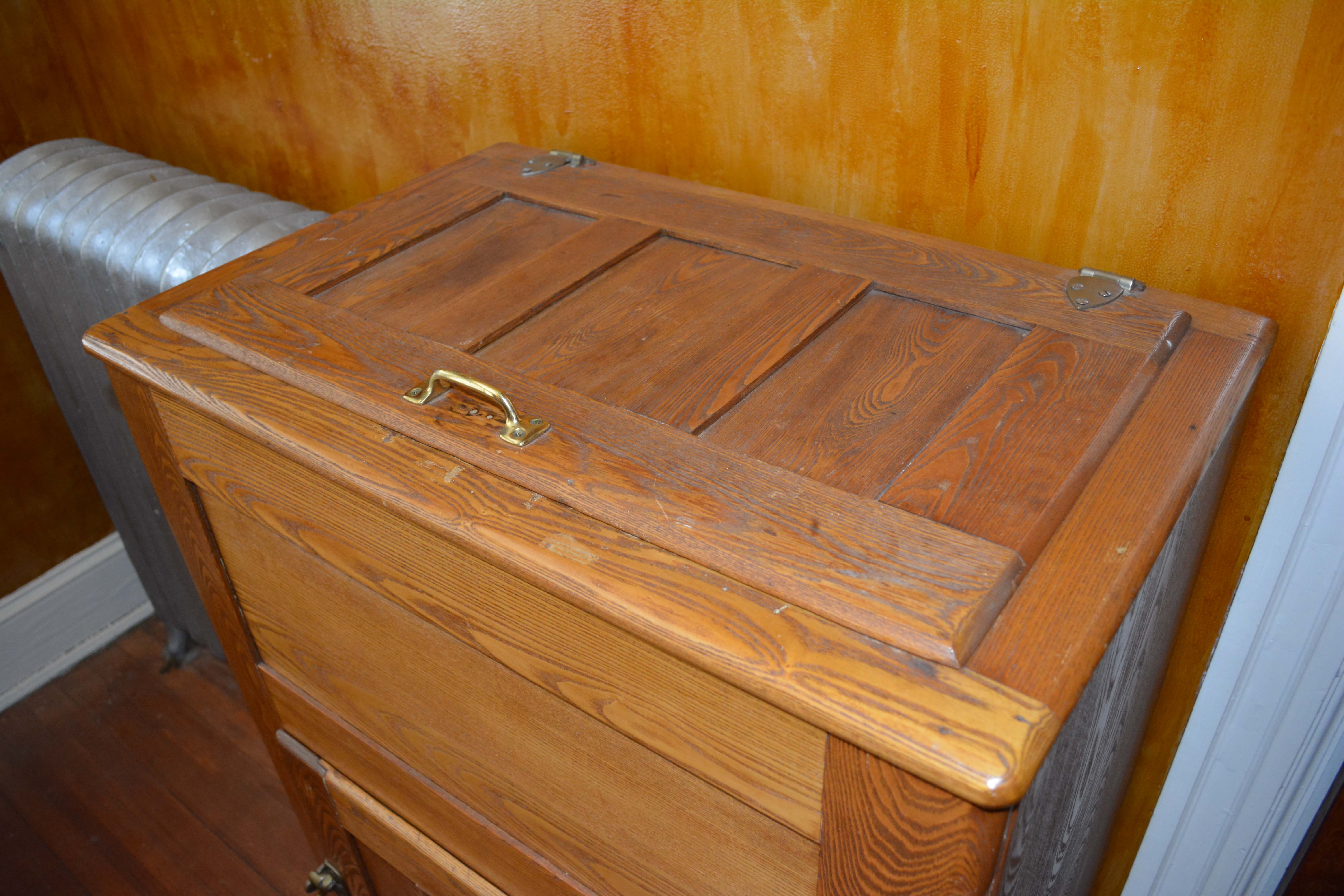 Vintage Oak Ice Chest and Ice Box