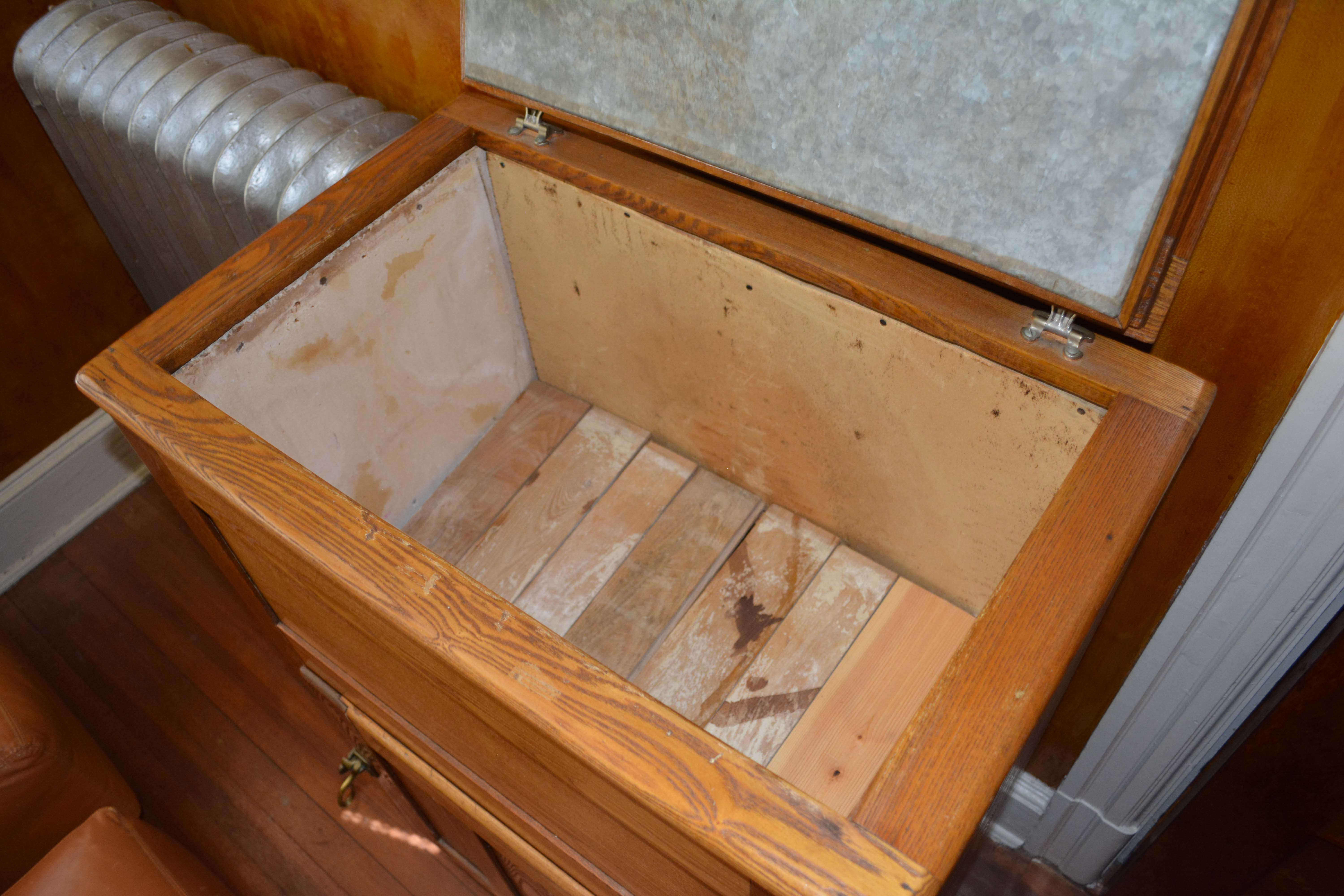 Vintage Oak Ice Chest and Ice Box
