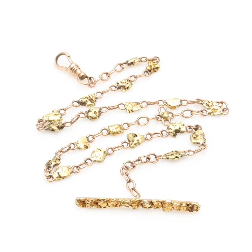10K Yellow Gold Necklace with 18K Natural Nuggets