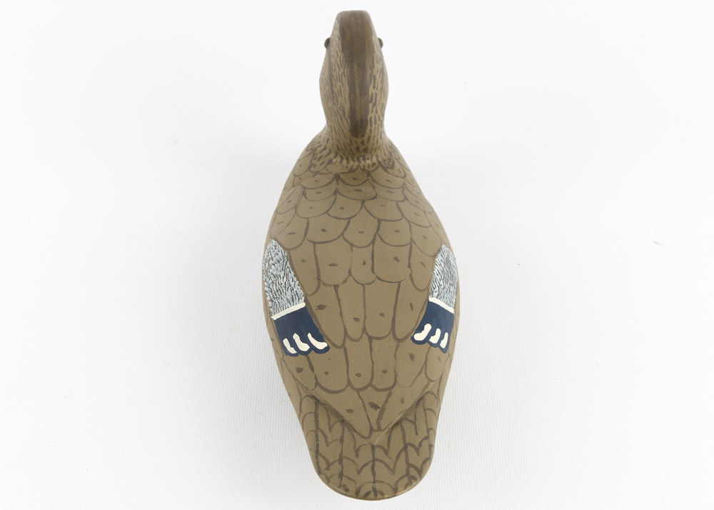Vintage Clarence Lewis Hand-Carved Mallard Hen Decoy