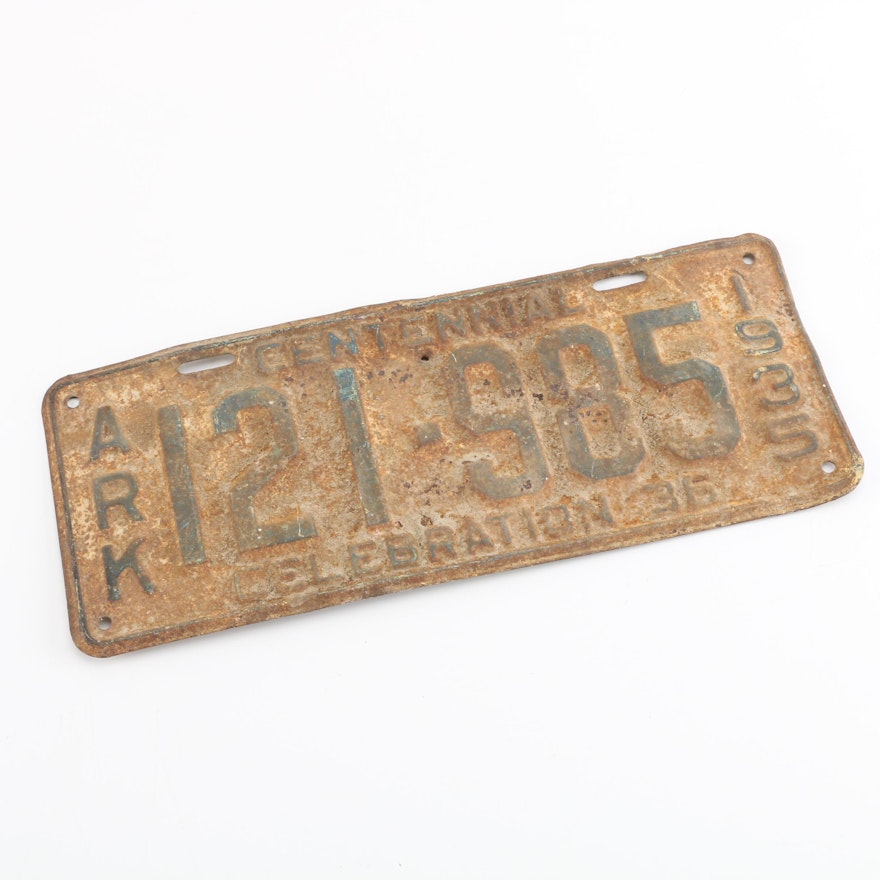 Vintage 1935 License Plate