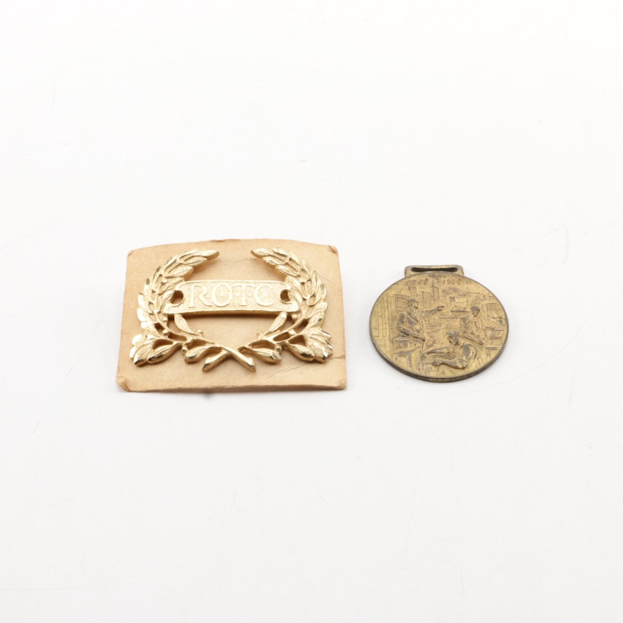 ROTC Pin and 1916 Sherwin-Williams Golden Jubilee Convention Badge