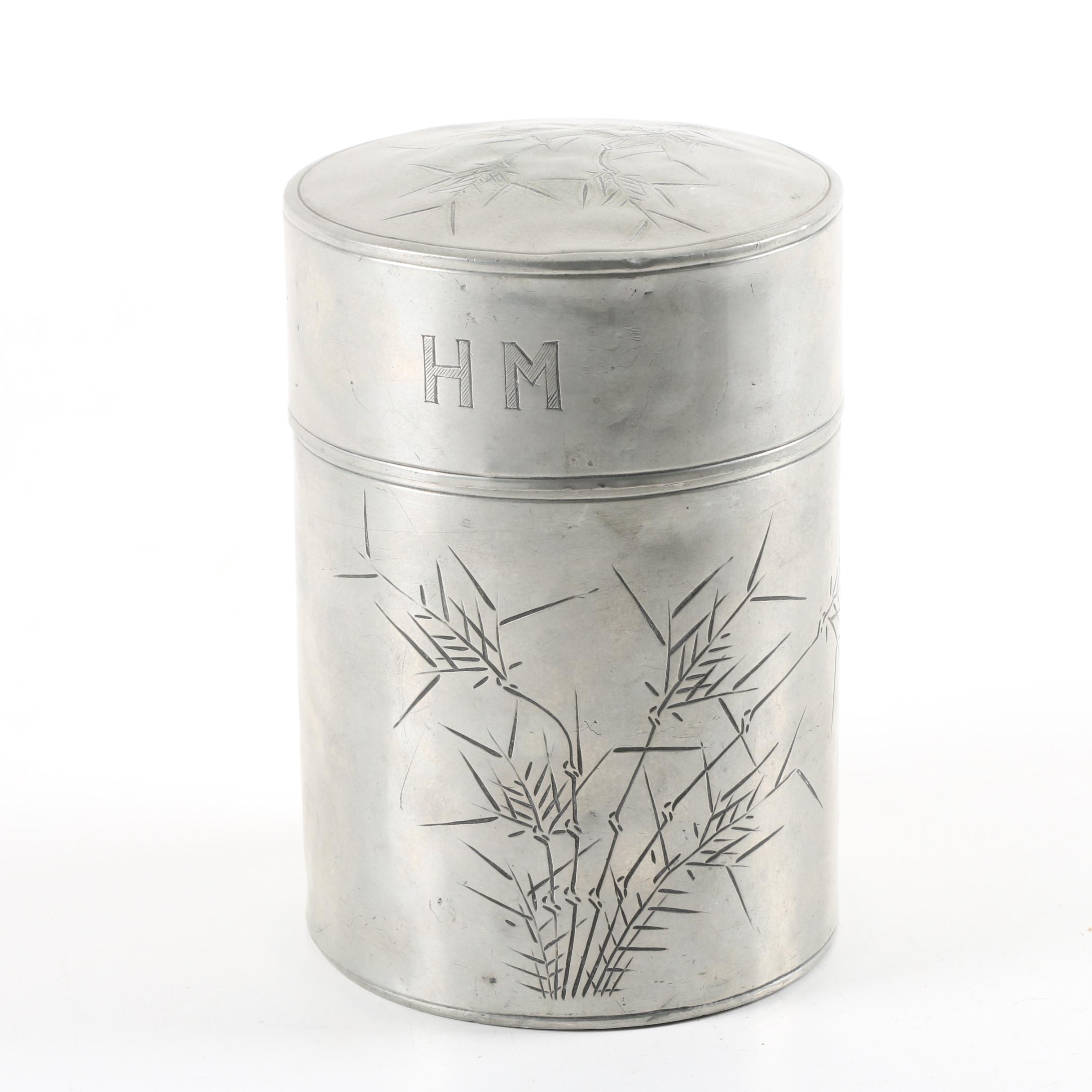 Vintage Kut Hing Swatow Pewter Tea Caddy