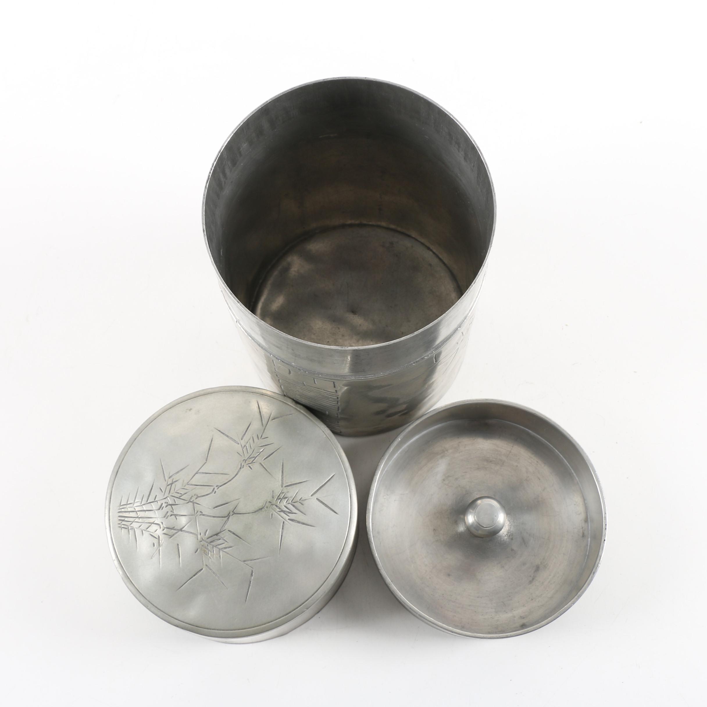 Vintage Kut Hing Swatow Pewter Tea Caddy