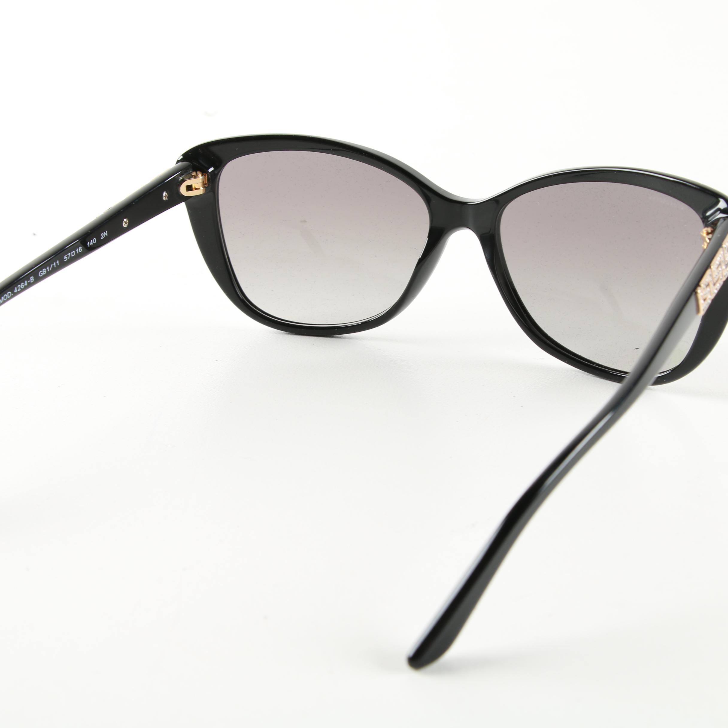 Versace Black Cat Eye Sunglasses with Rhinestones