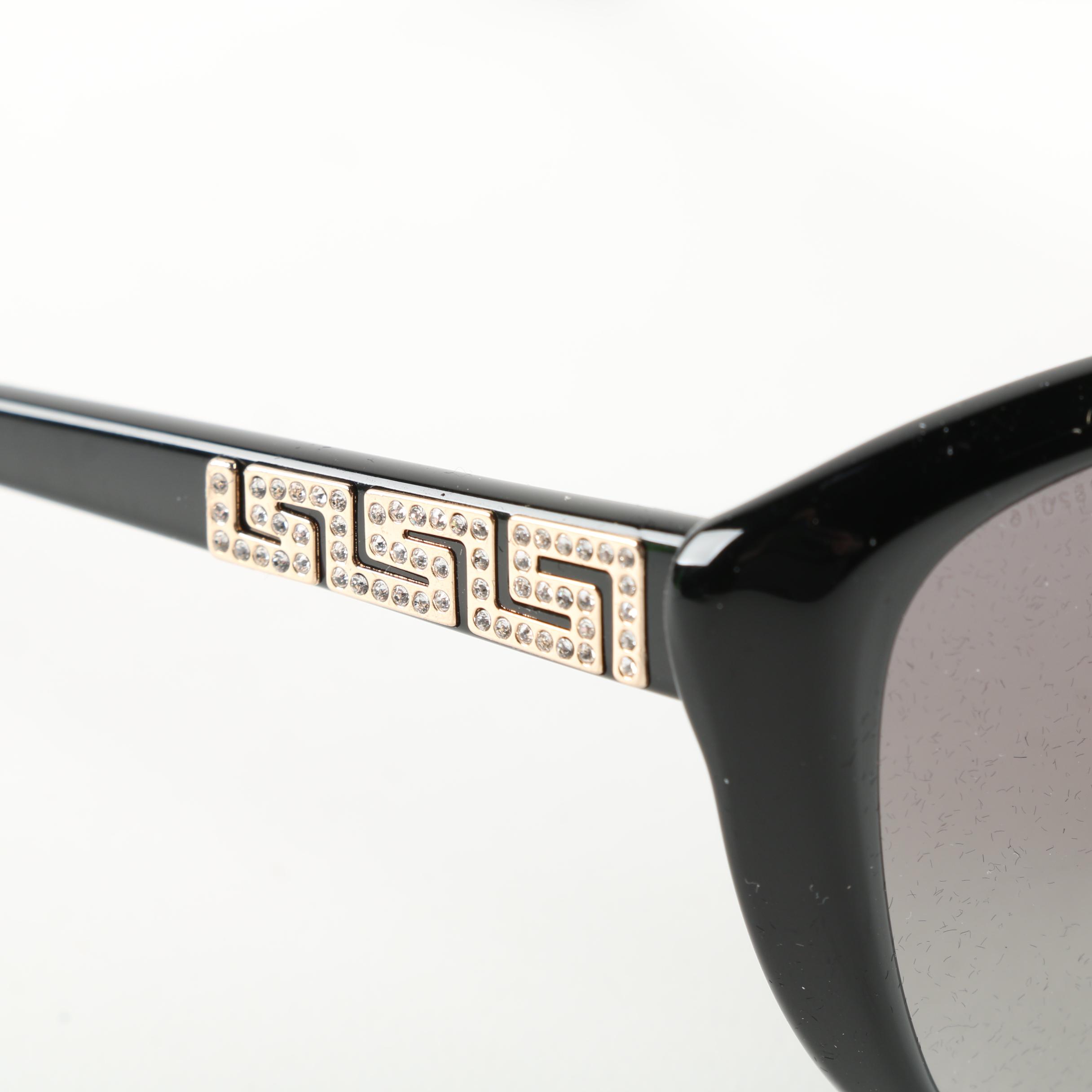 Versace Black Cat Eye Sunglasses with Rhinestones