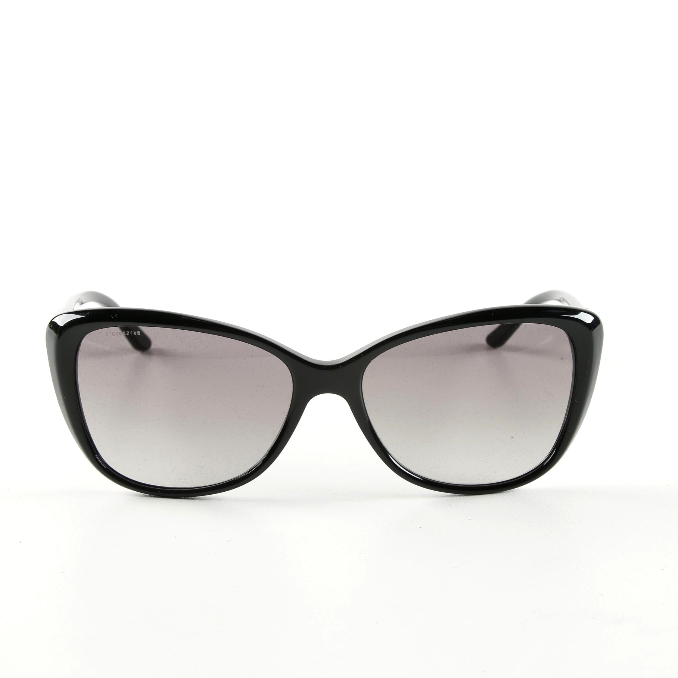 Versace Black Cat Eye Sunglasses with Rhinestones