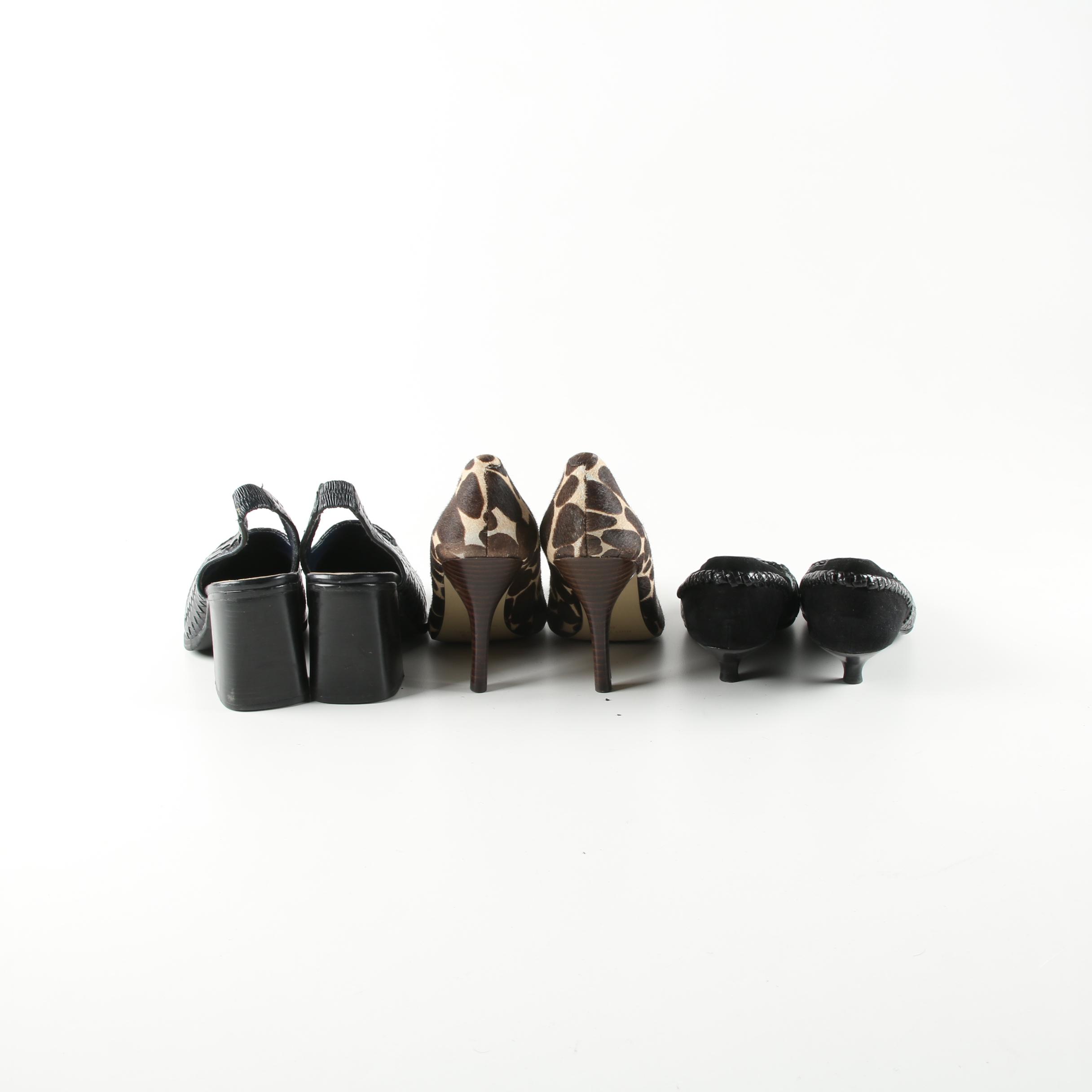 Nine West, Enzo Angiolini and Stephane Kelian Woven Leather and Calf Hair Heels