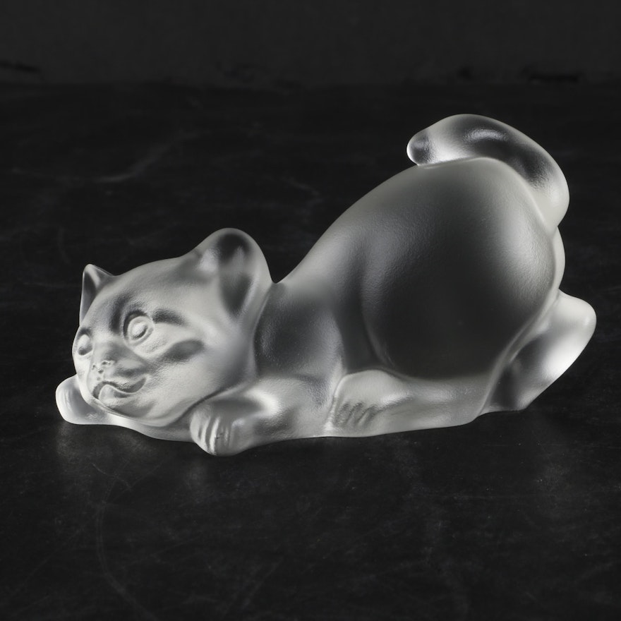 Frosted Glass Cat Figurine